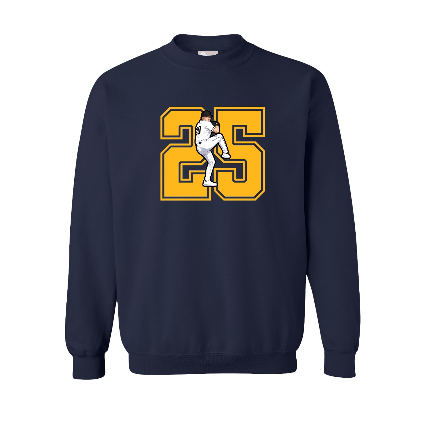 Fleece Crew — Number in Navy