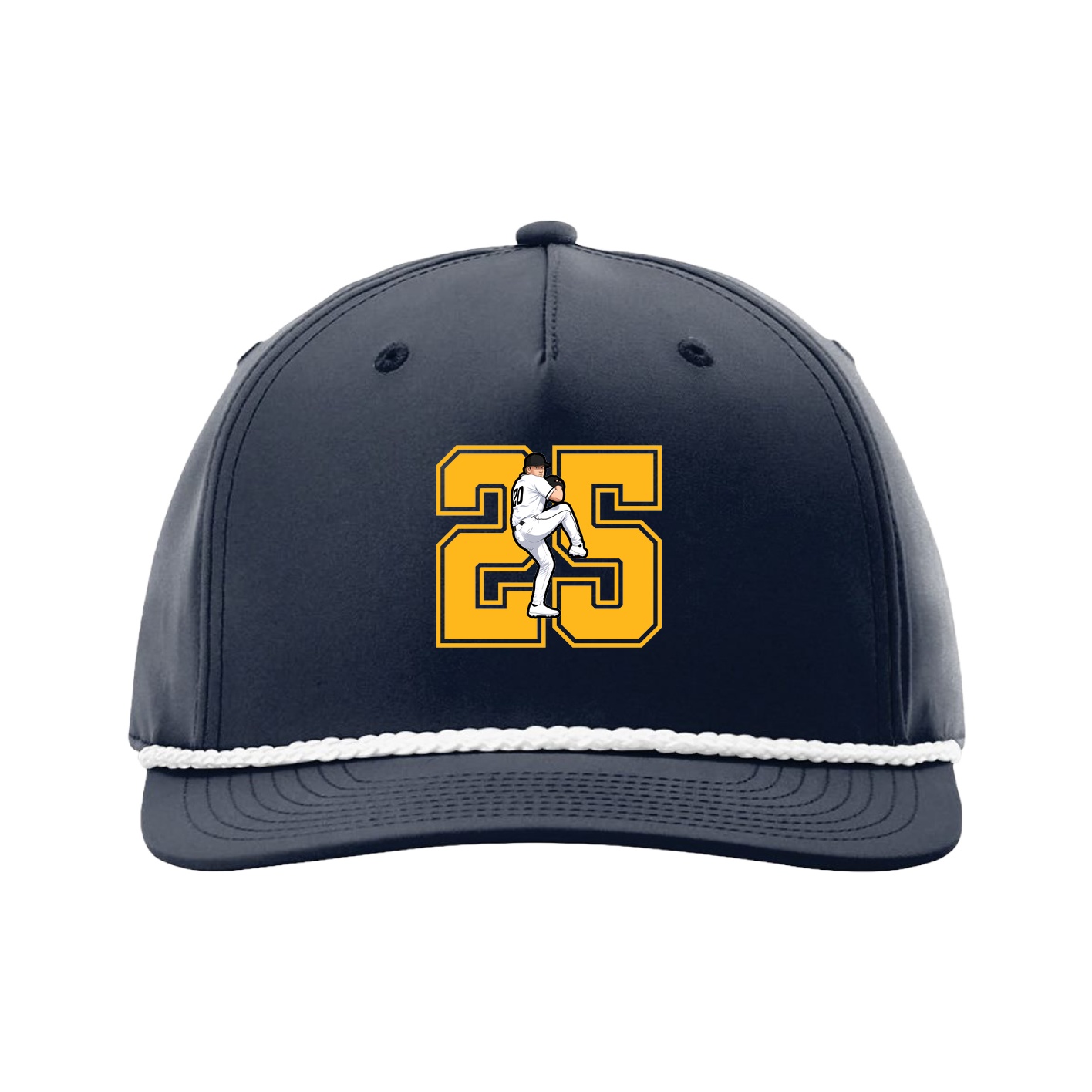 Five-Panel Classic Rope Cap — Number in Navy
