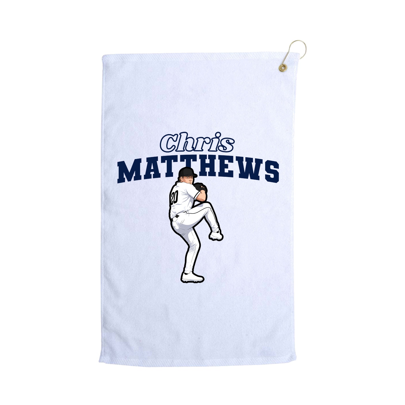 Golf Towel — Name Arch in White