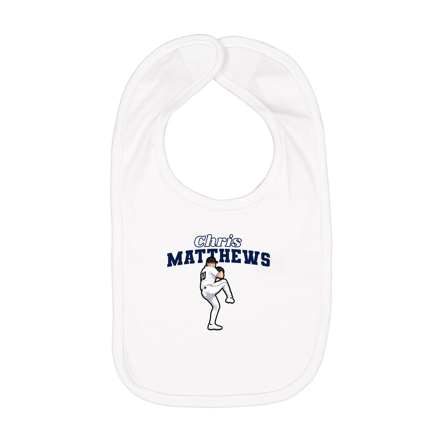 Infant Bib — Name Arch in White