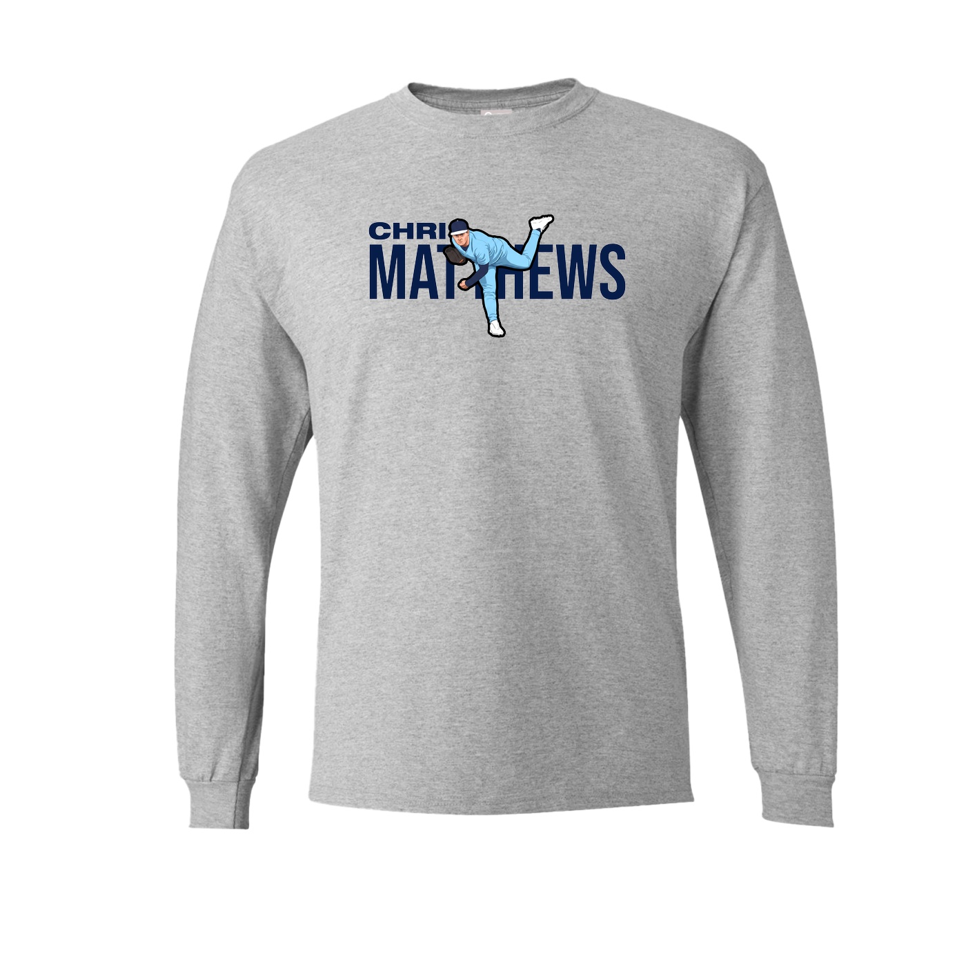 Long Sleeve Tee — Player Name in Grey