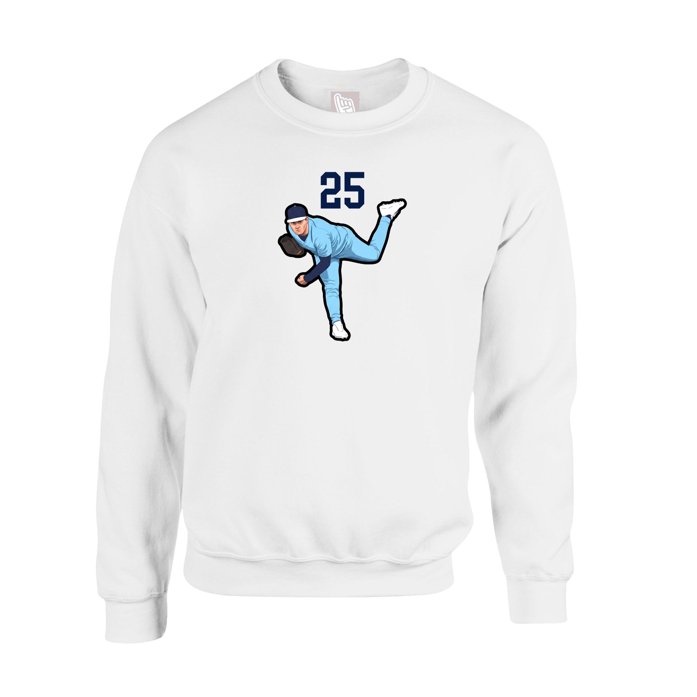 Fleece Crew — Number Top in White