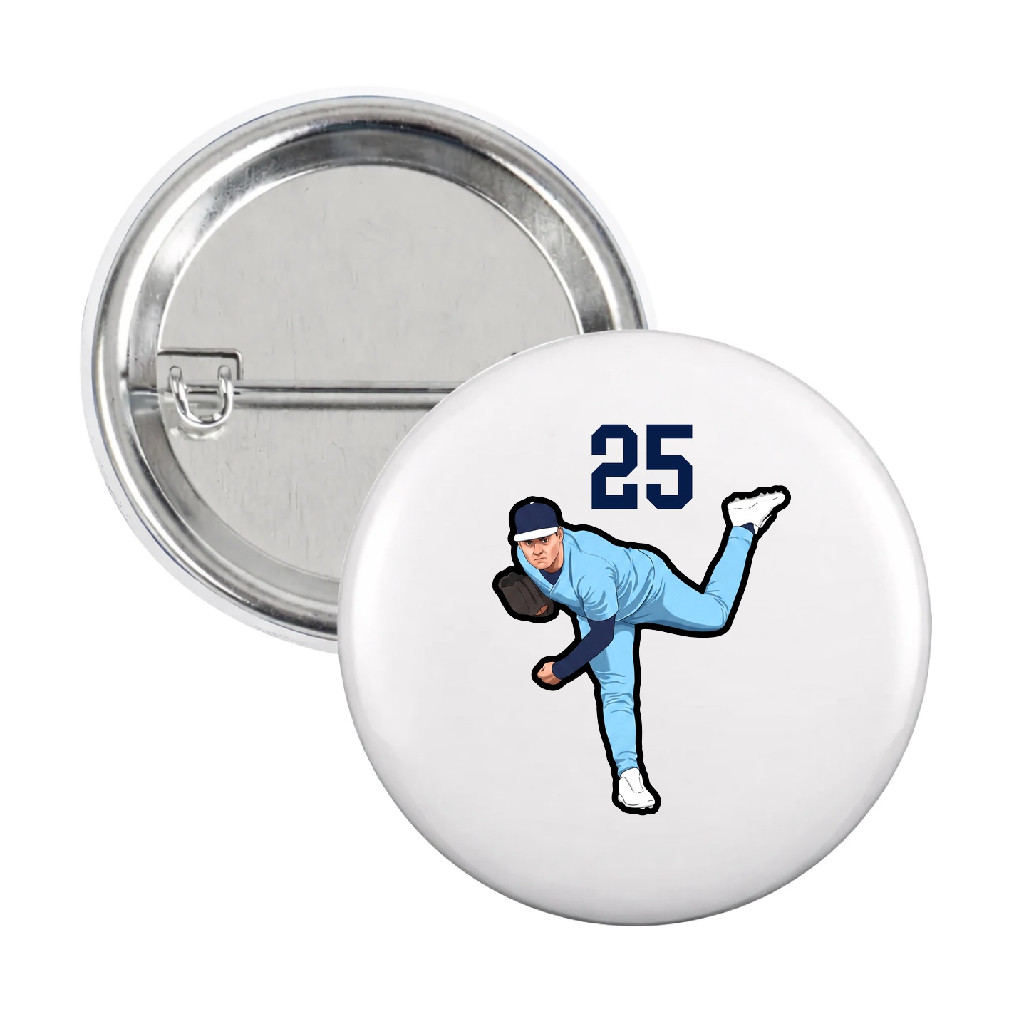 Game Day Button — Number Top in White