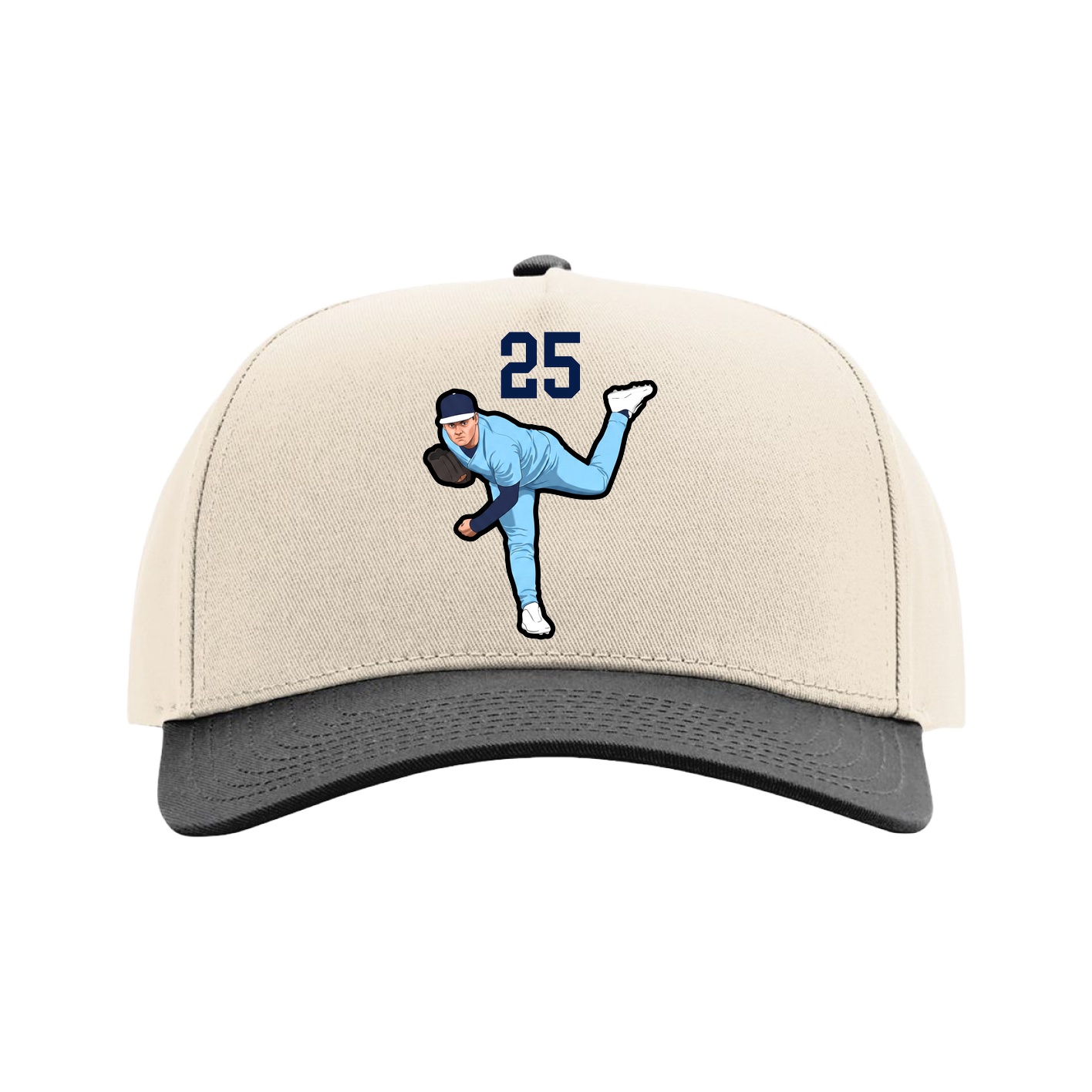 Full Fabric Five-Panel Champ Cap — Number Top in Cream/Black
