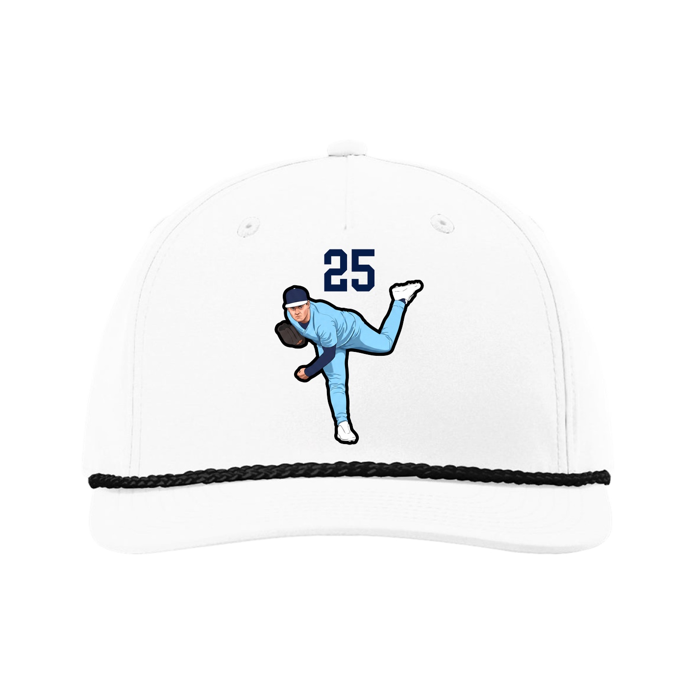 Five-Panel Classic Rope Cap — Number Top in White