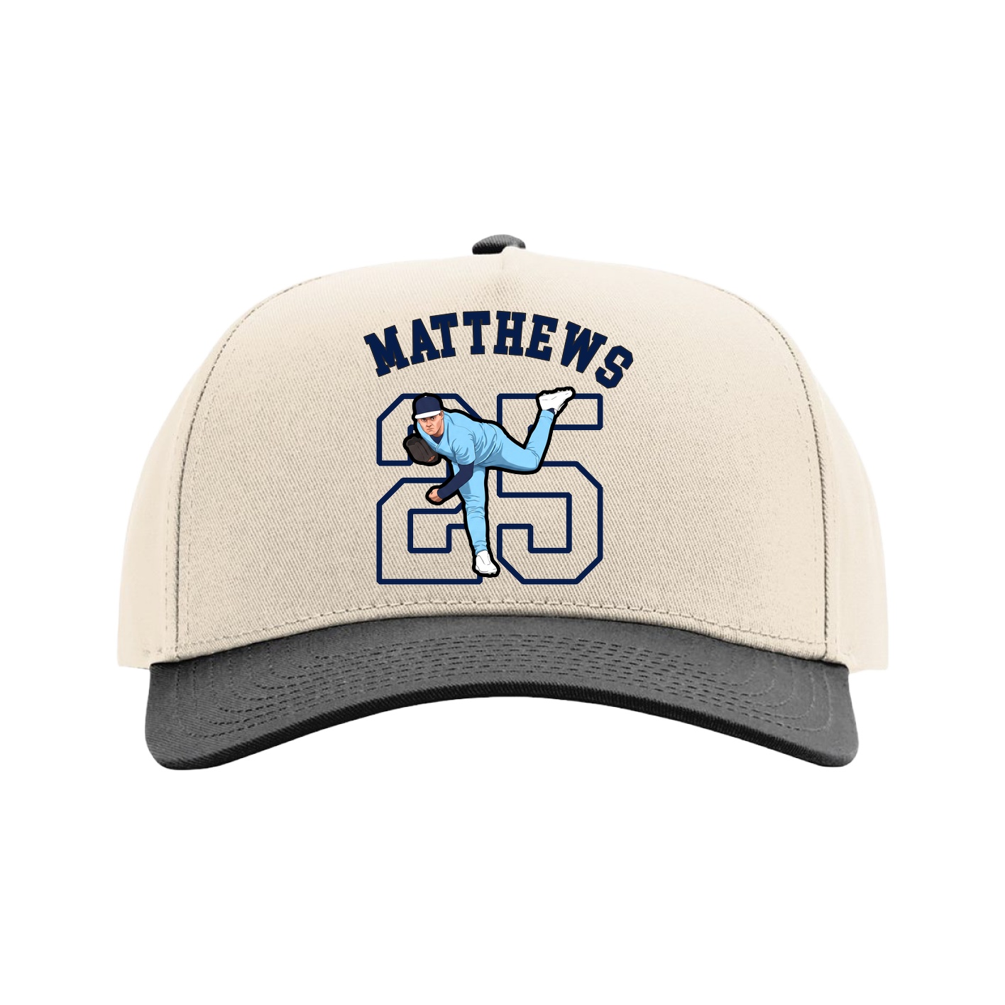 Full Fabric Five-Panel Champ Cap — Shirsey Arch in Cream/Black