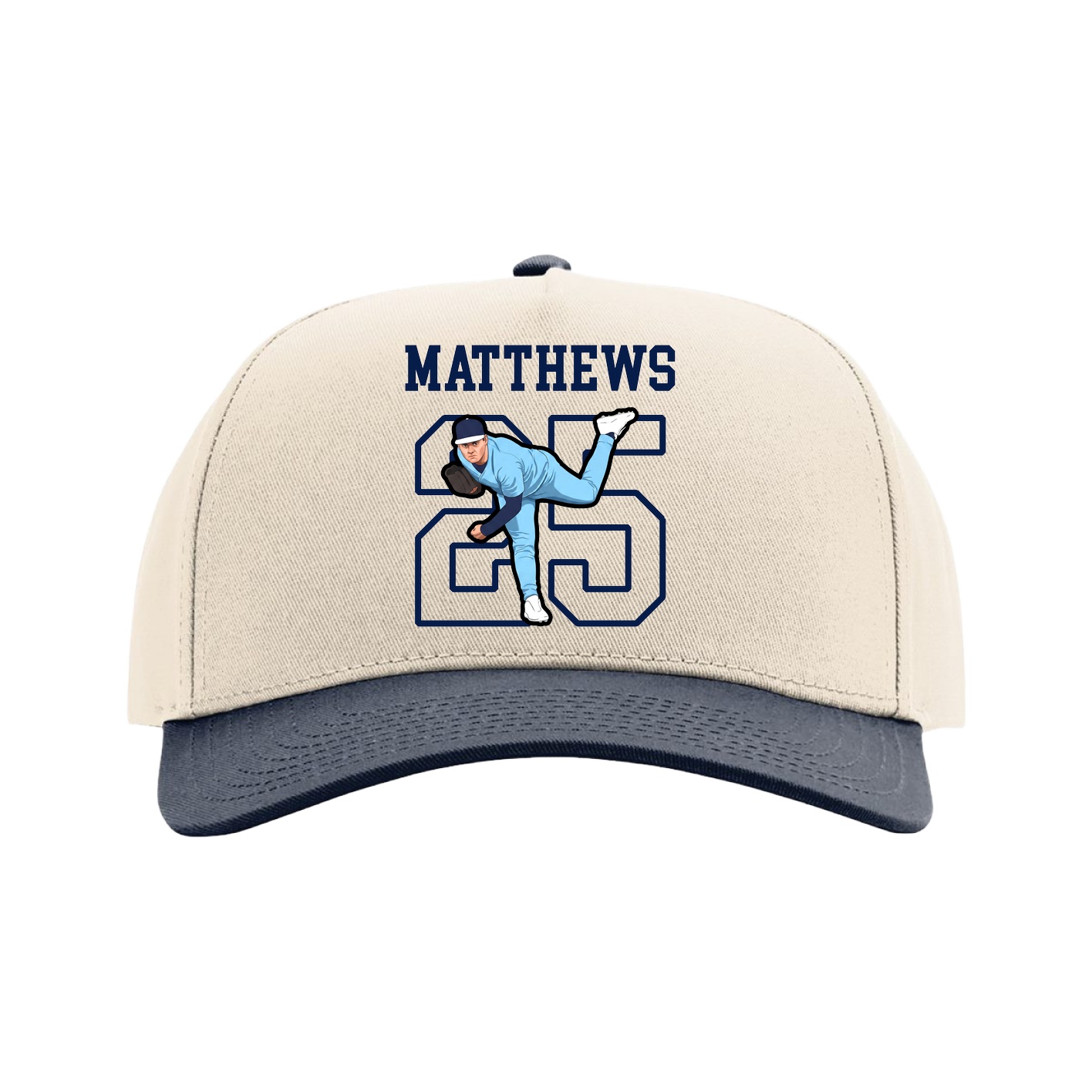 Full Fabric Five-Panel Champ Cap — Shirsey in Cream/Navy