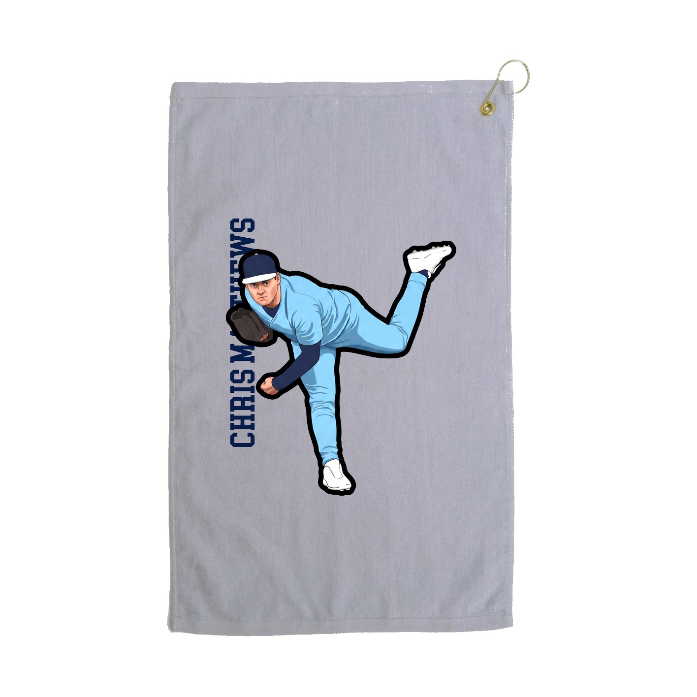 Golf Towel — Name Vertical in Grey