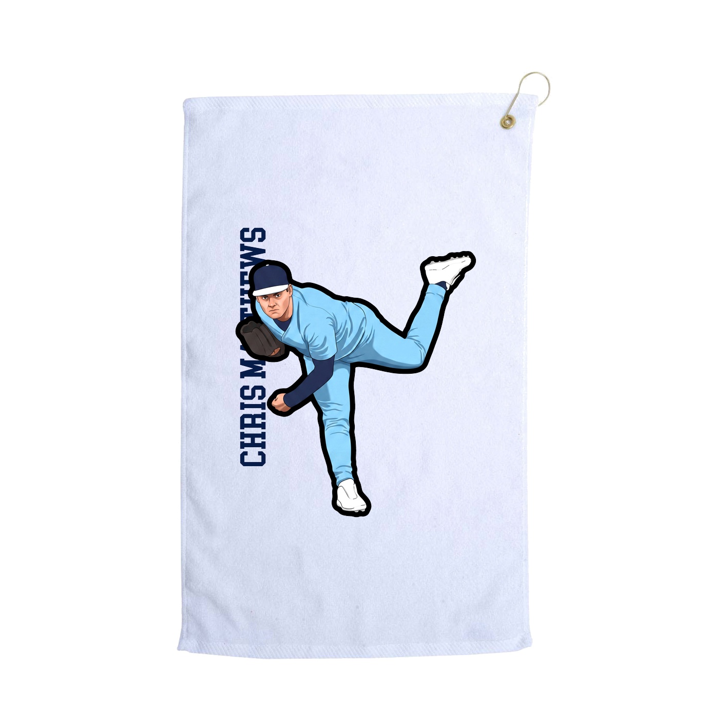 Golf Towel — Name Vertical in White