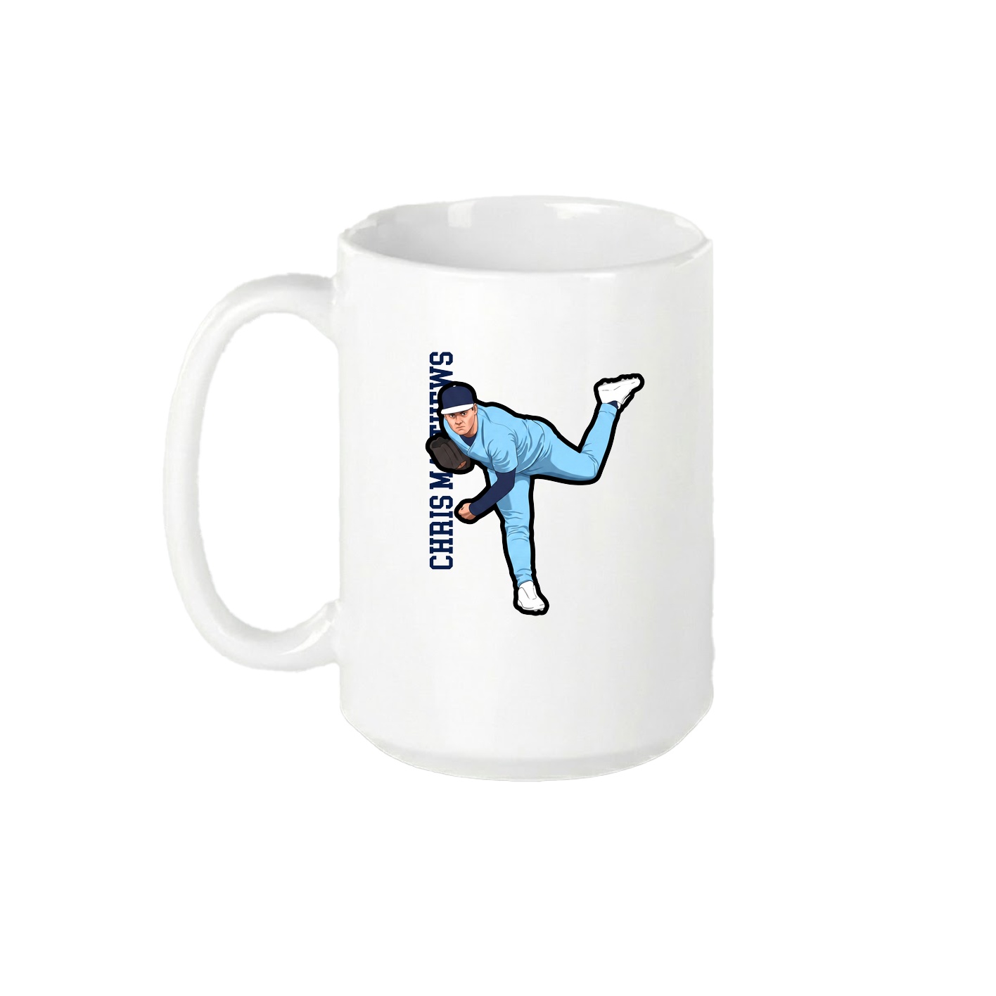 15oz Coffee Mug — Name Vertical in White