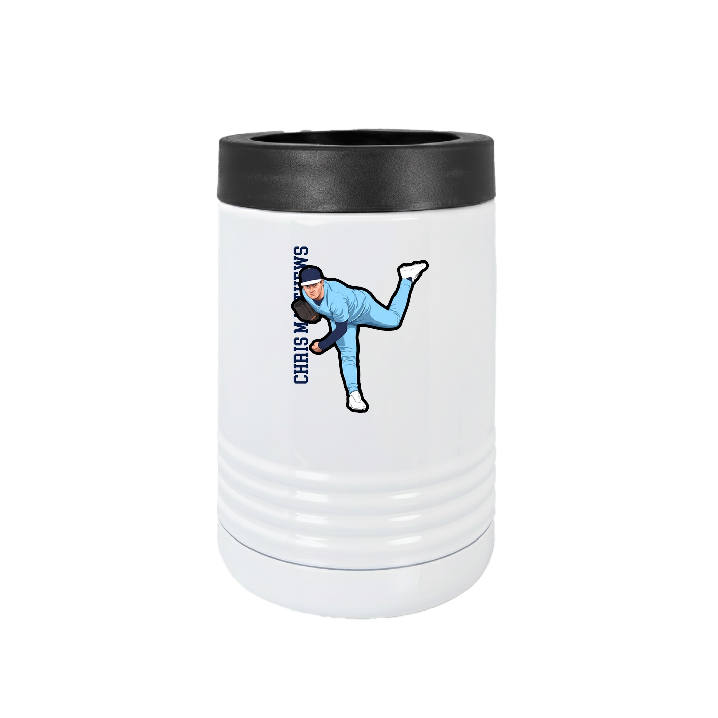 Beverage Holder — Name Vertical in White