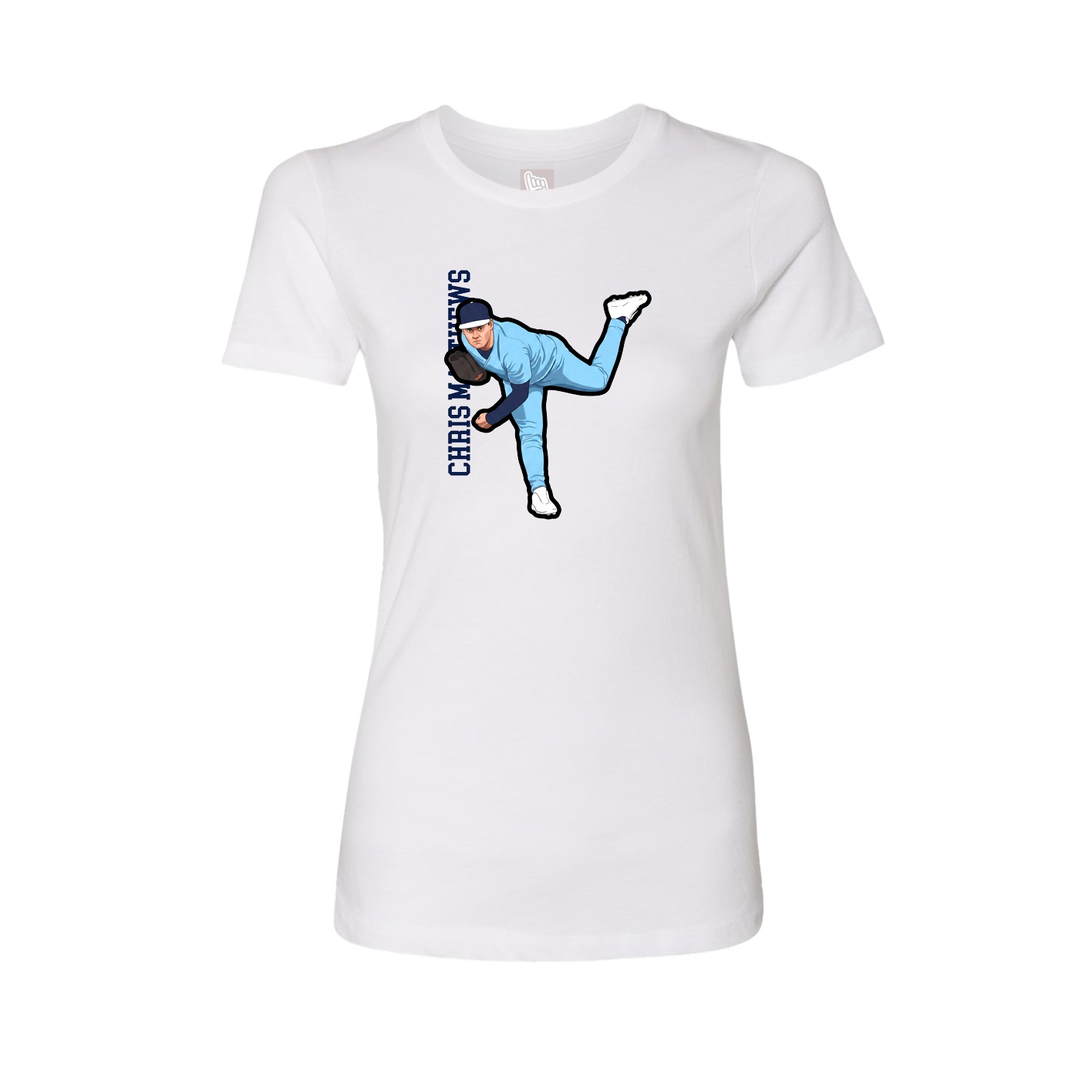 Womens Tee — Name Vertical in White