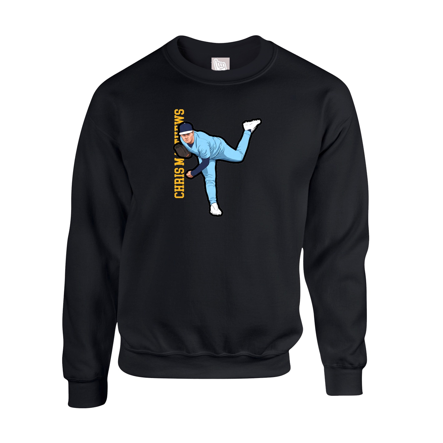 Fleece Crew — Name Vertical in Black