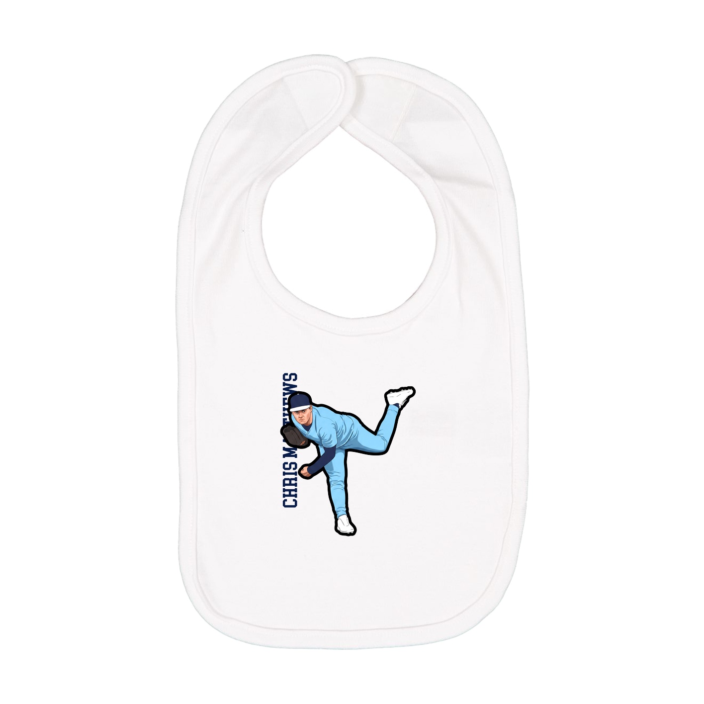 Infant Bib — Name Vertical in White