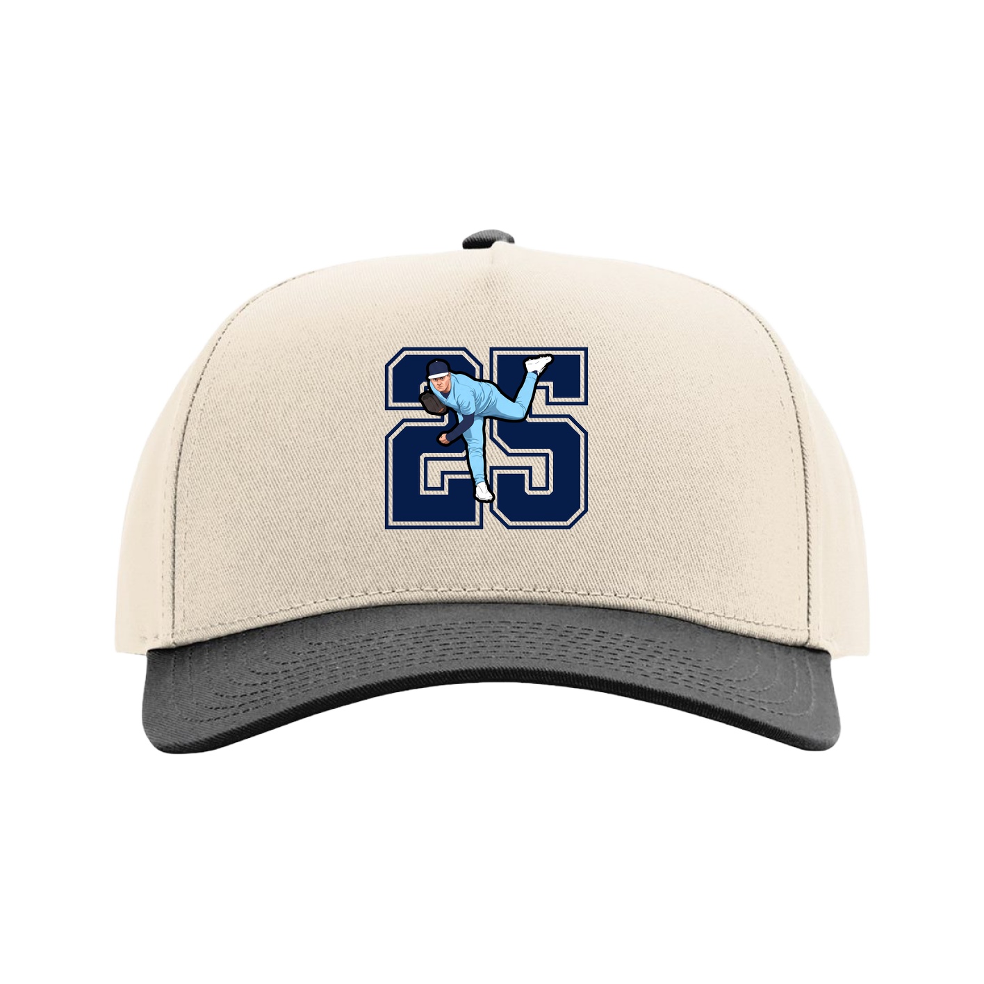 Full Fabric Five-Panel Champ Cap — Number in Cream/Black