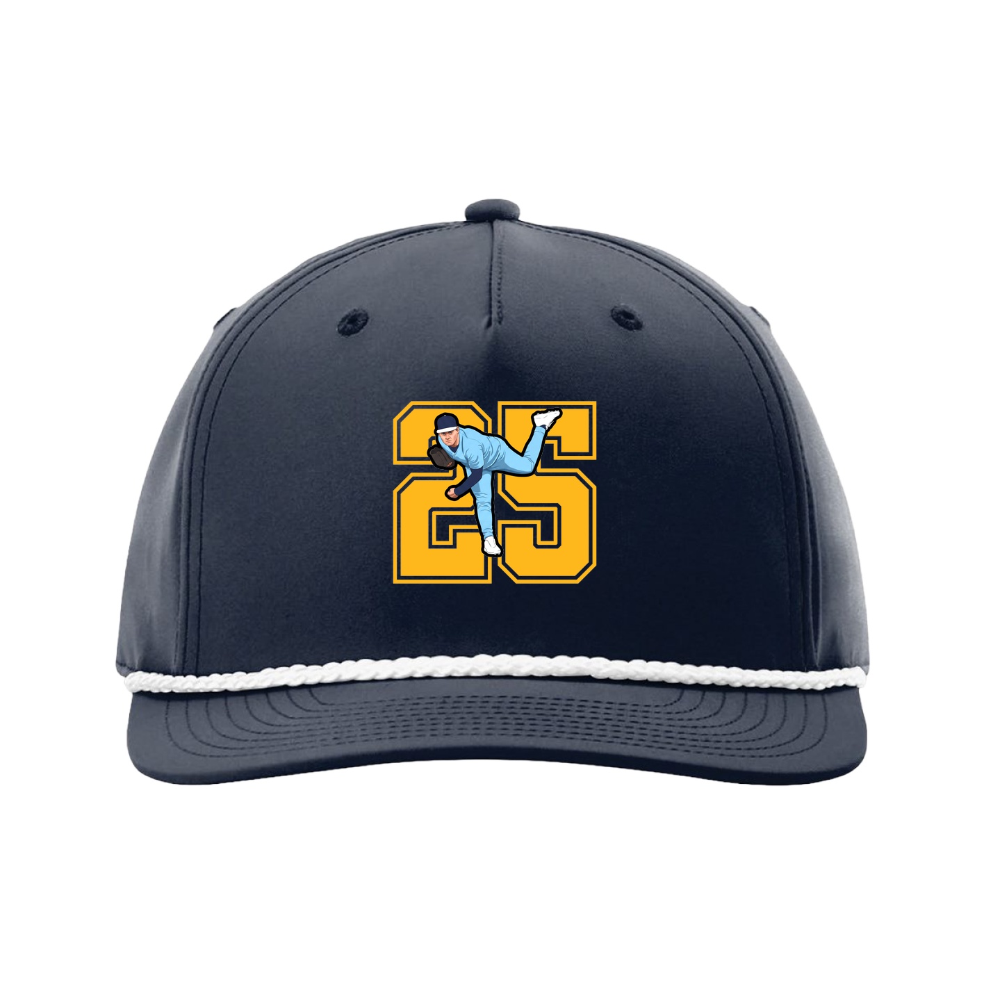Five-Panel Classic Rope Cap — Number in Navy