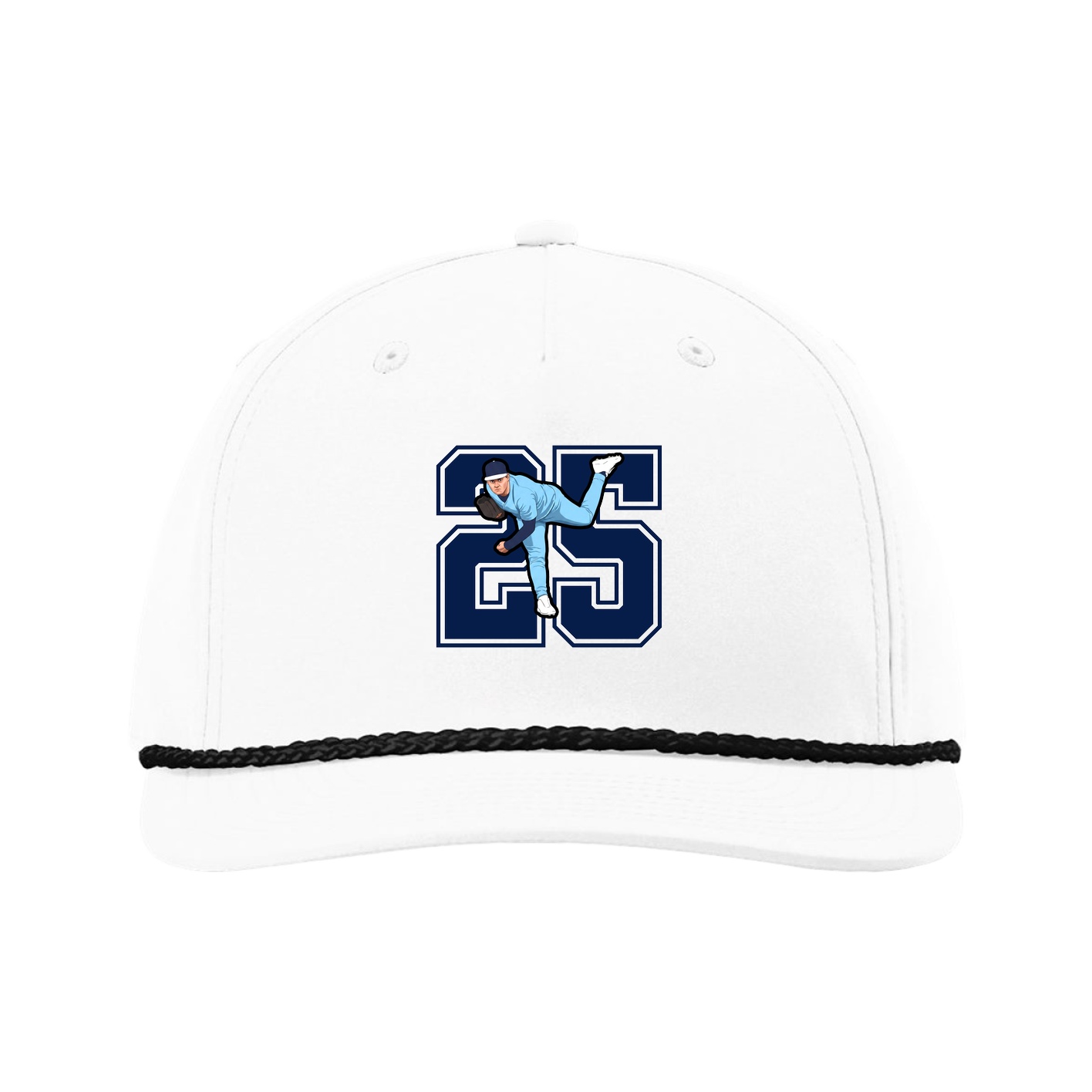 Five-Panel Classic Rope Cap — Number in White