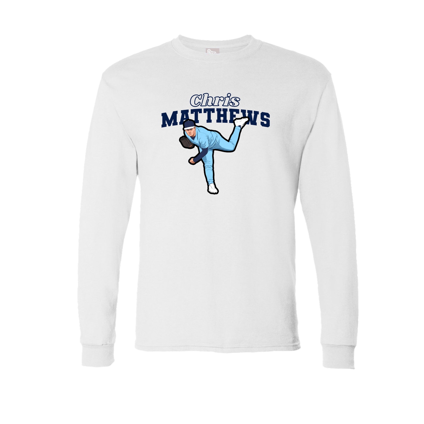Long Sleeve Tee — Name Arch in White