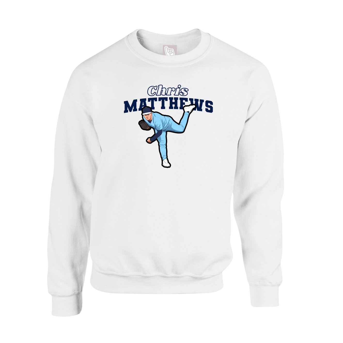 Fleece Crew — Name Arch in White