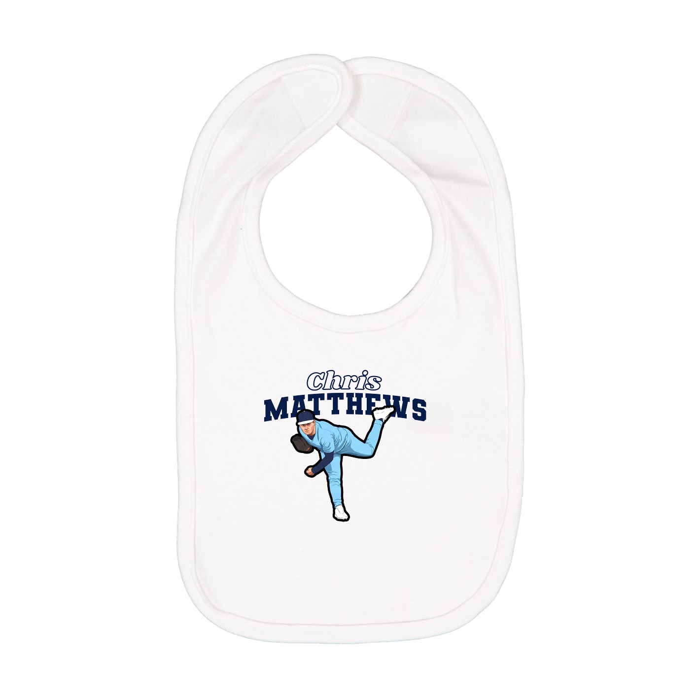 Infant Bib — Name Arch in White