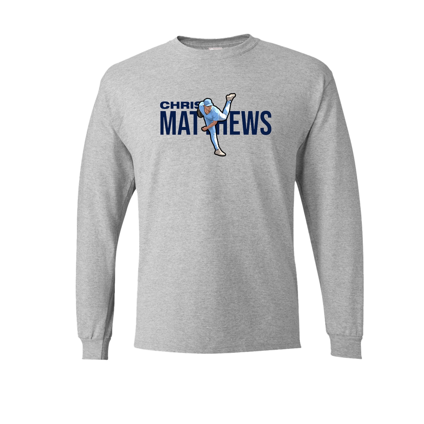 Long Sleeve Tee — Player Name in Grey