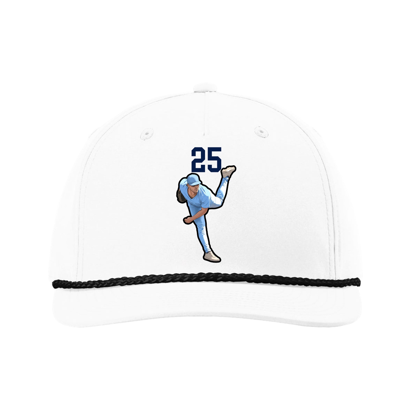 Five-Panel Classic Rope Cap — Number Top in White