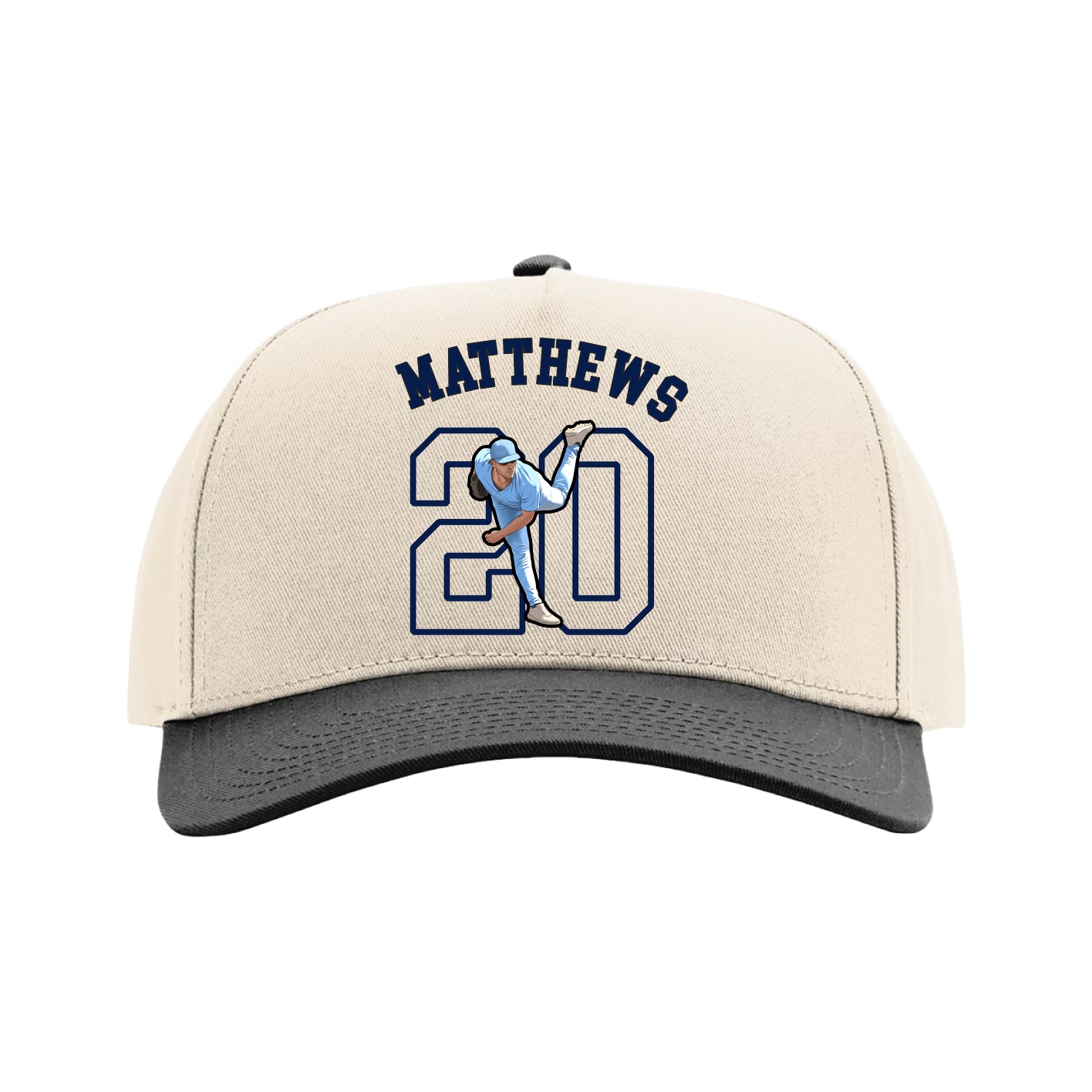 Full Fabric Five-Panel Champ Cap — Shirsey Arch in Cream/Black