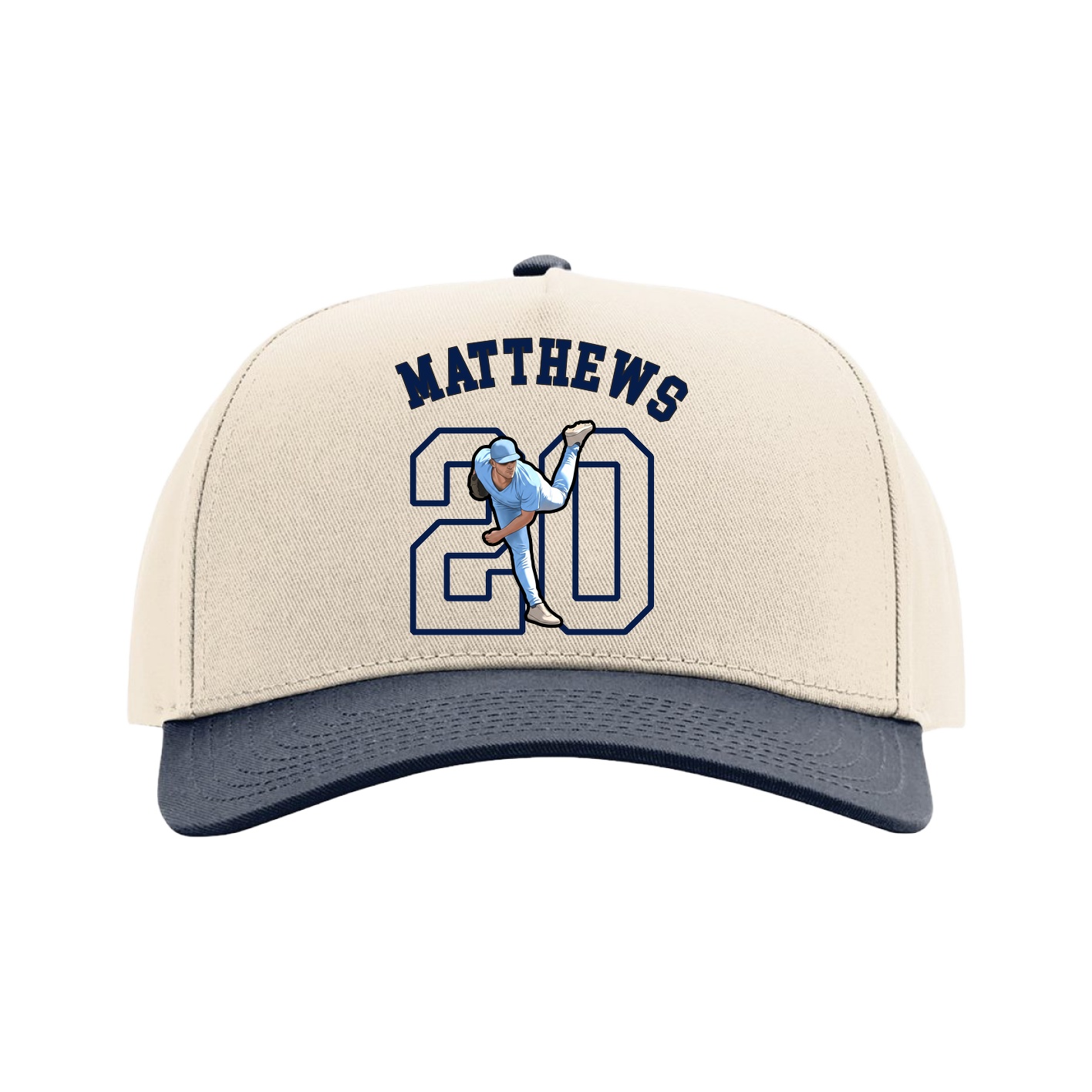 Full Fabric Five-Panel Champ Cap — Shirsey Arch in Cream/Navy