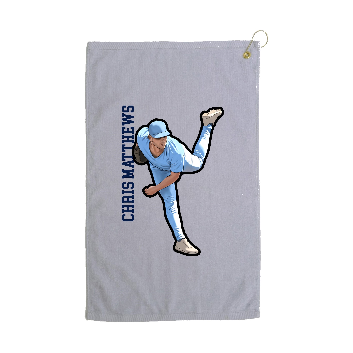 Golf Towel — Name Vertical in Grey