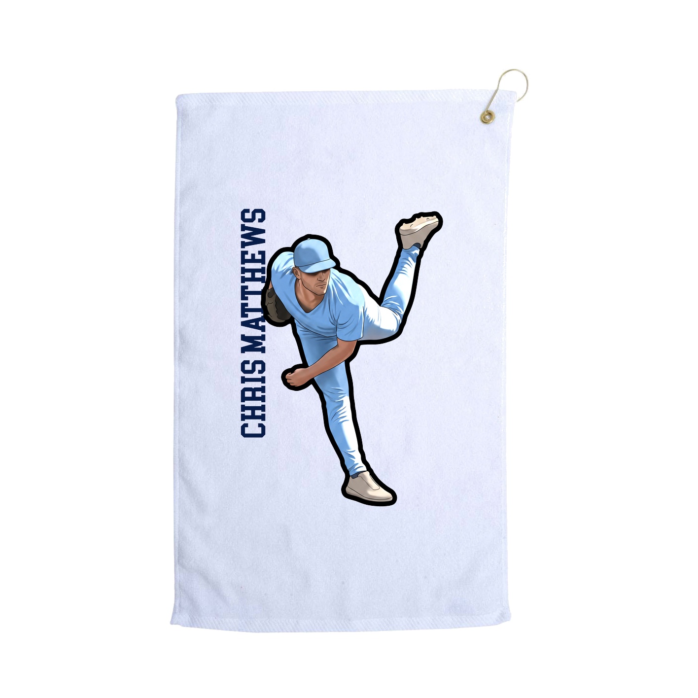Golf Towel — Name Vertical in White