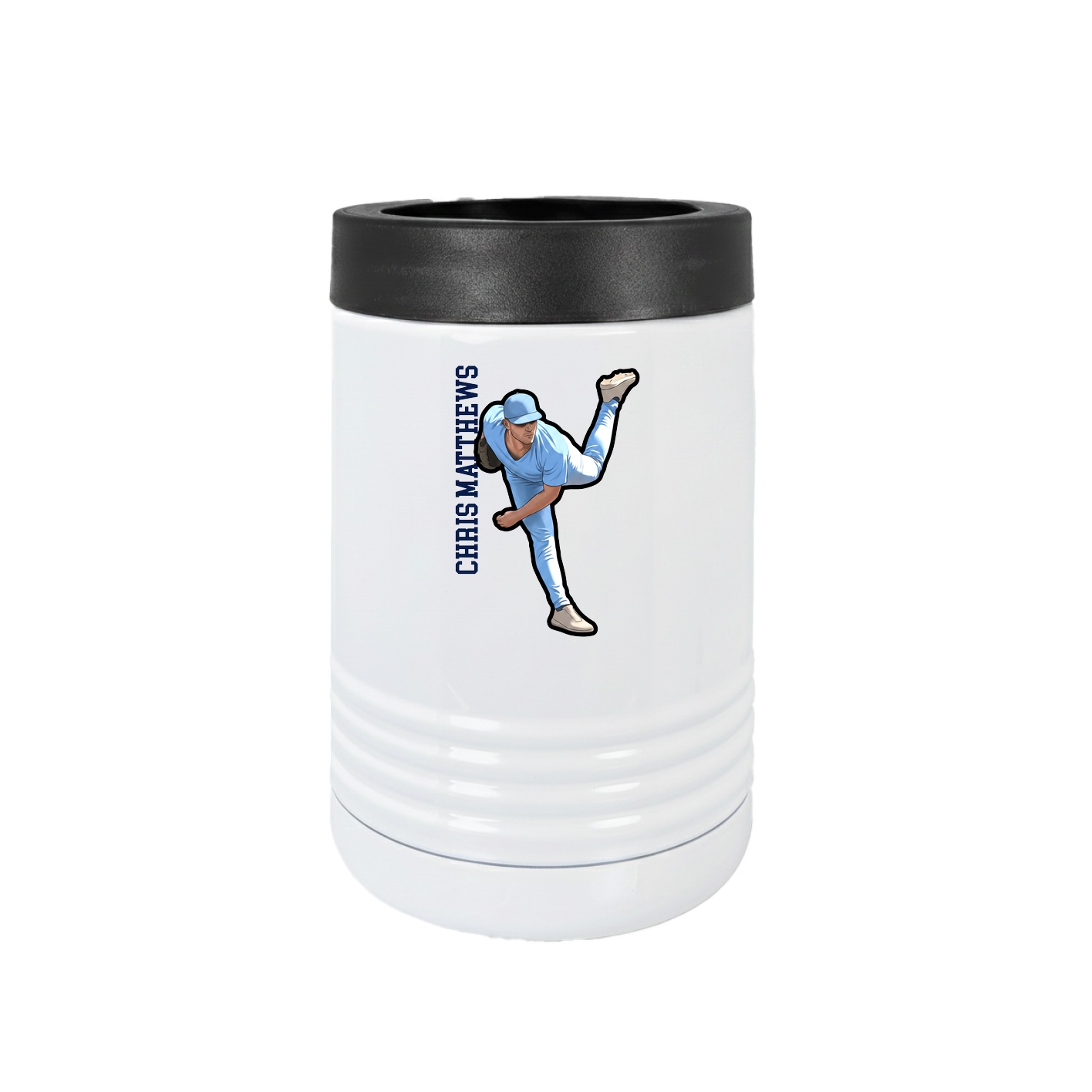 Beverage Holder — Name Vertical in White