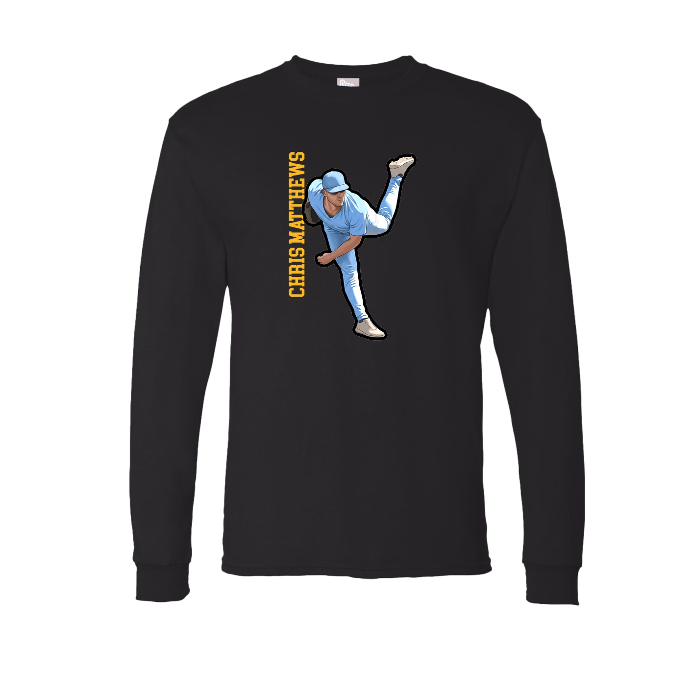 Long Sleeve Tee — Name Vertical in Black
