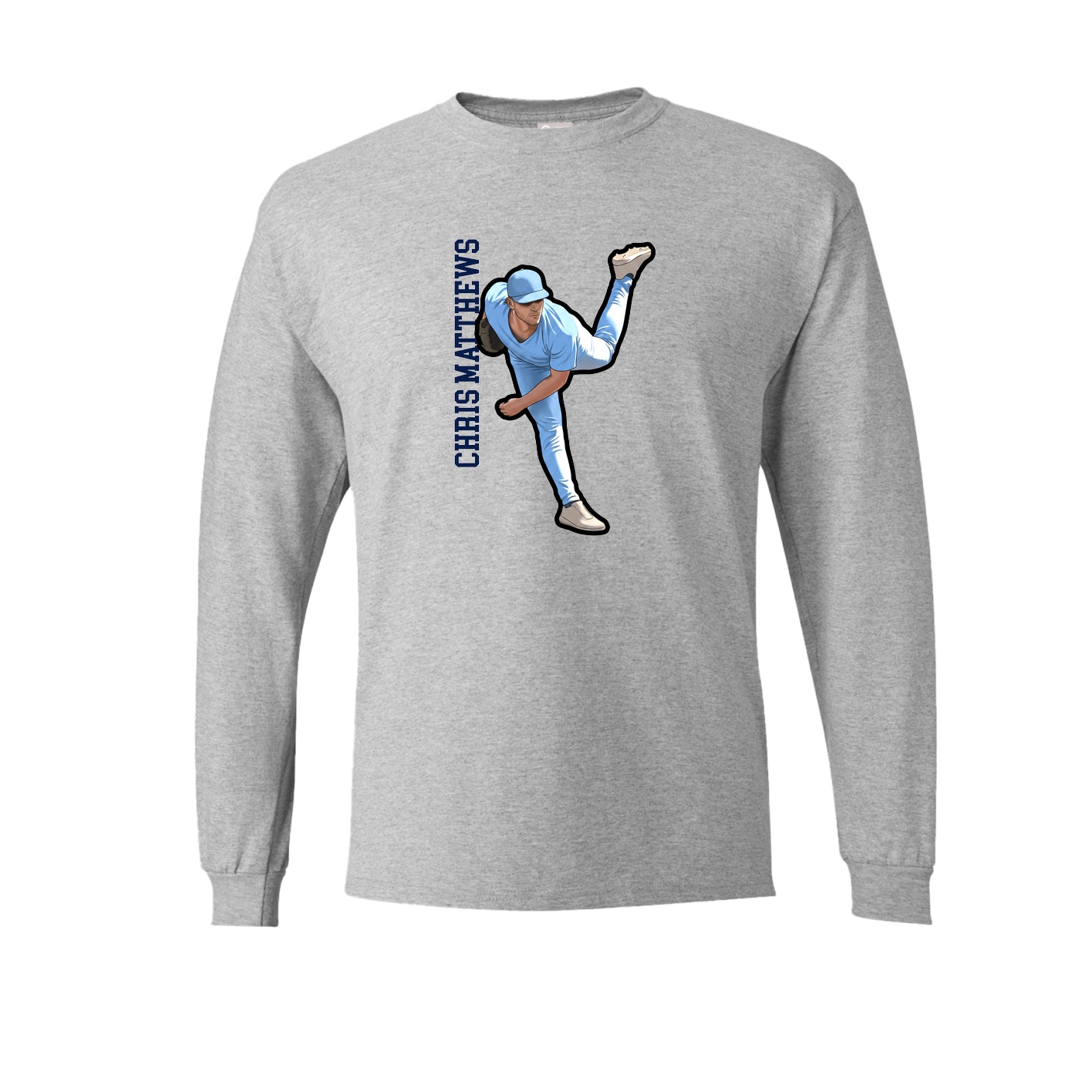 Long Sleeve Tee — Name Vertical in Grey