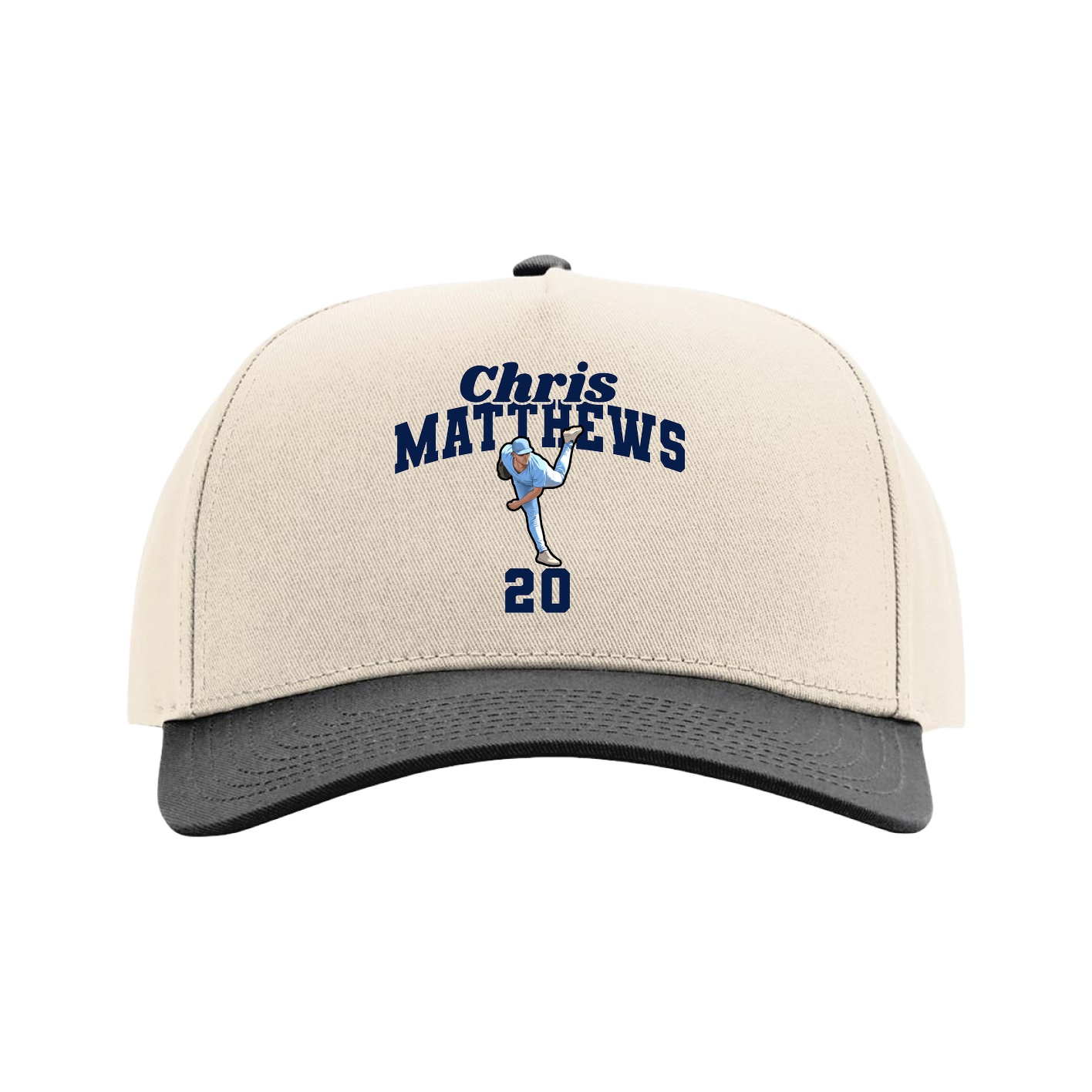 Full Fabric Five-Panel Champ Cap — Signature Arch in Cream/Black