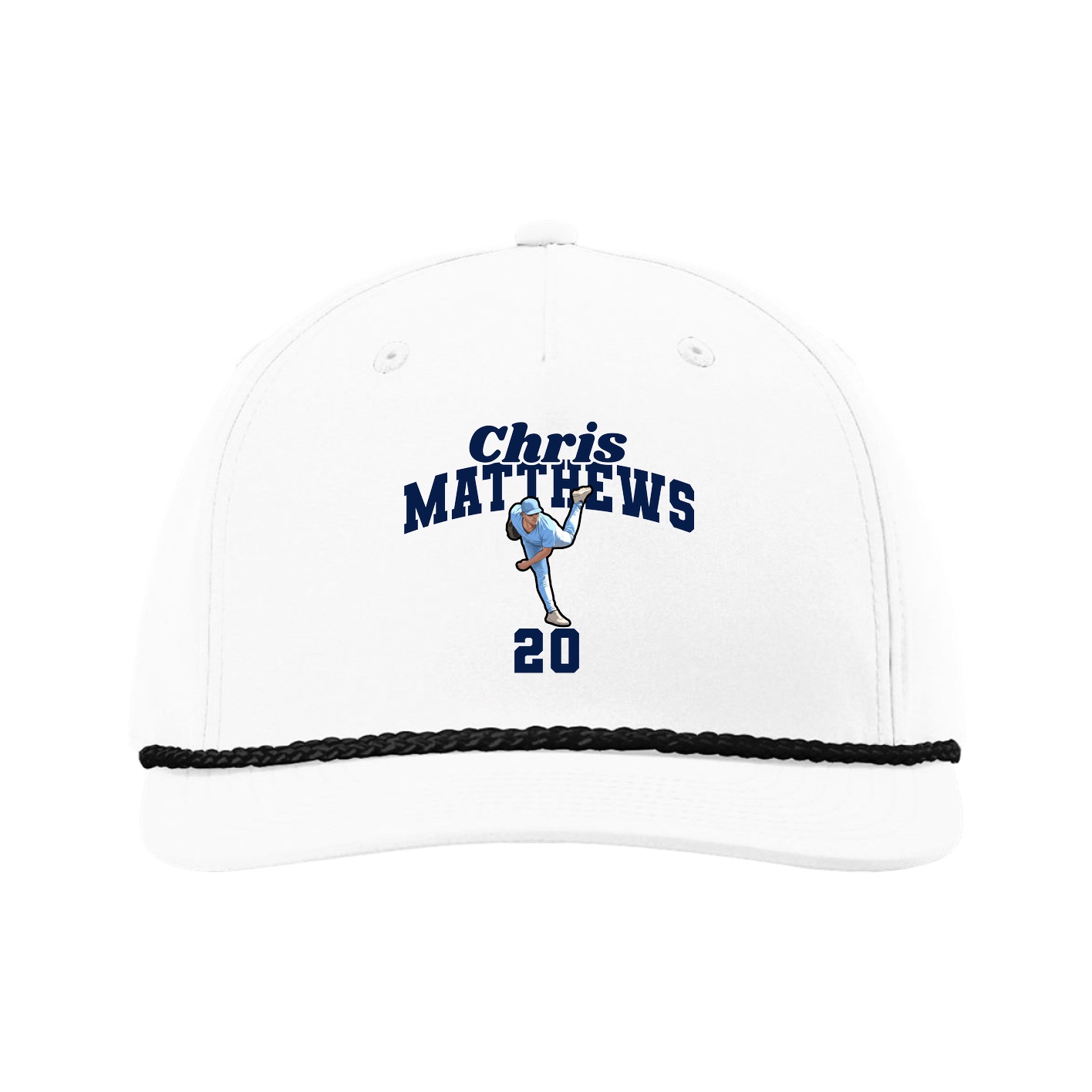 Five-Panel Classic Rope Cap — Signature Arch in White