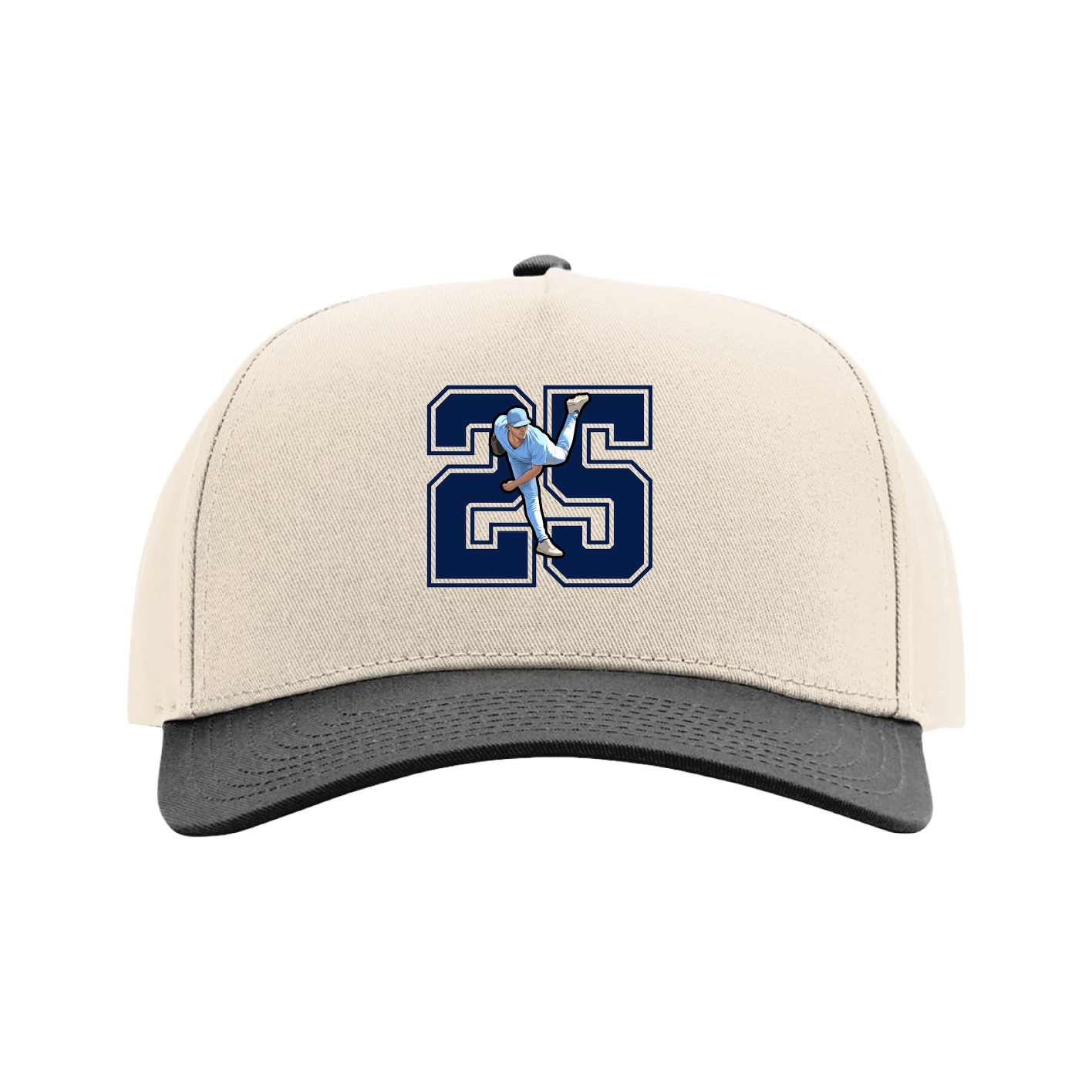 Full Fabric Five-Panel Champ Cap — Number in Cream/Black