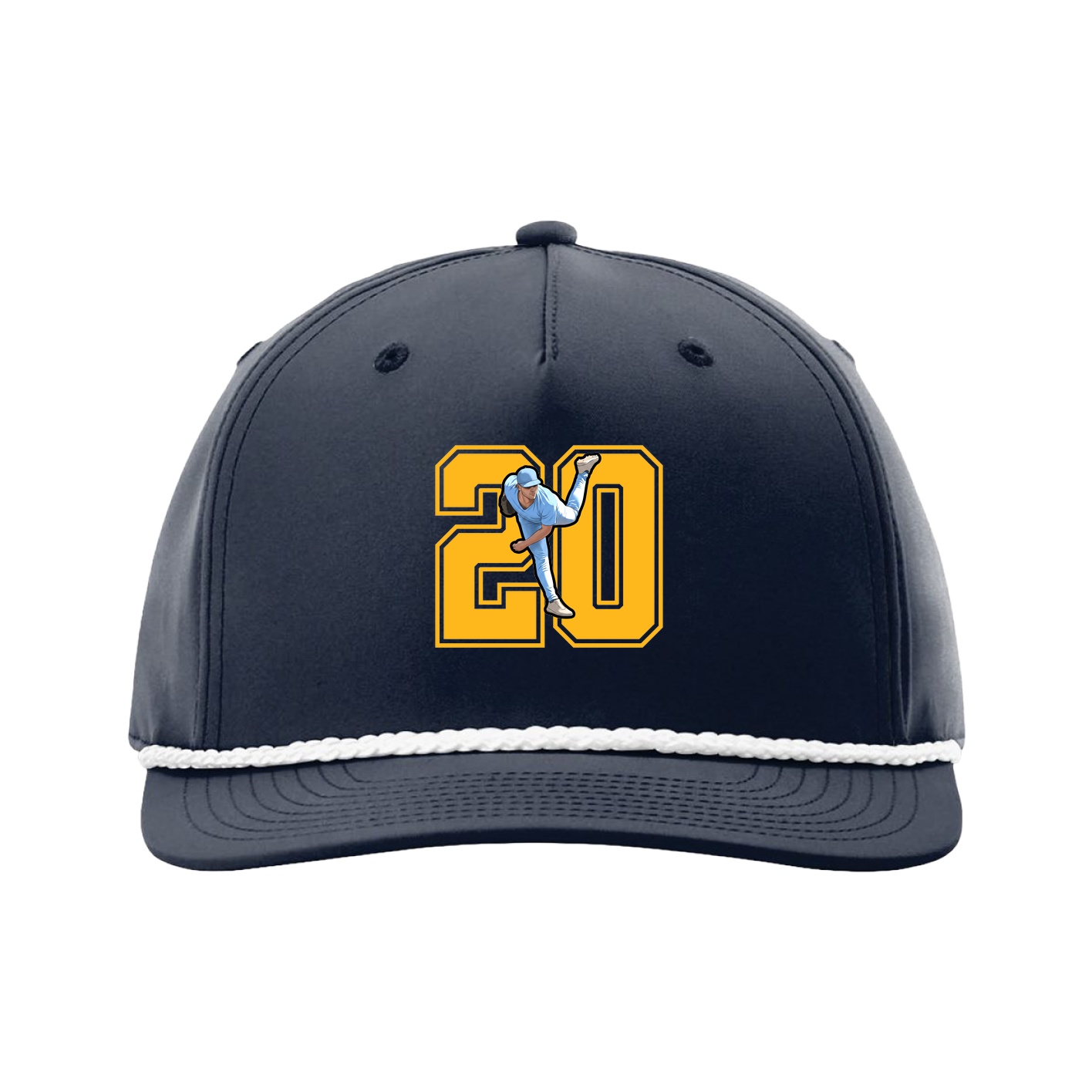 Five-Panel Classic Rope Cap — Number in Navy
