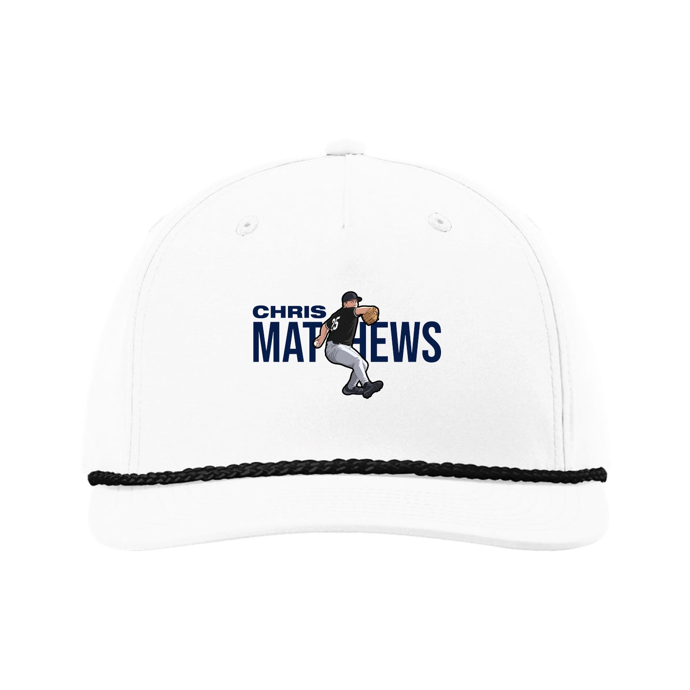 Five-Panel Classic Rope Cap — Player Name in White