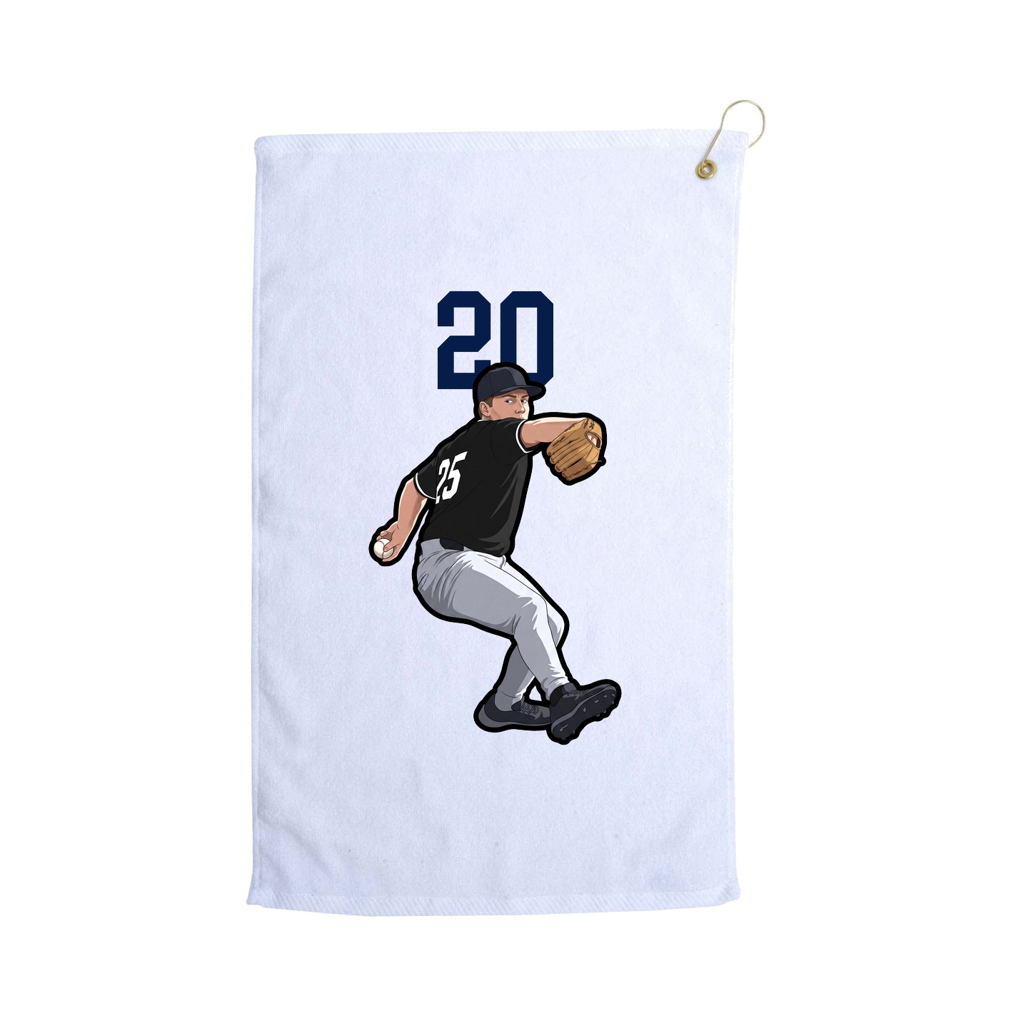Golf Towel — Number Top in White