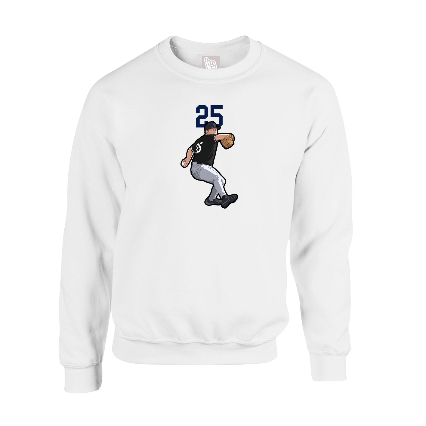 Fleece Crew — Number Top in White