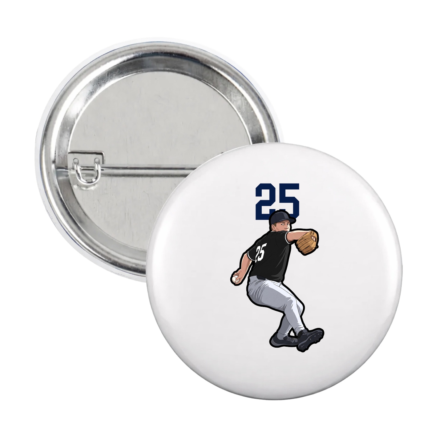 Game Day Button — Number Top in White
