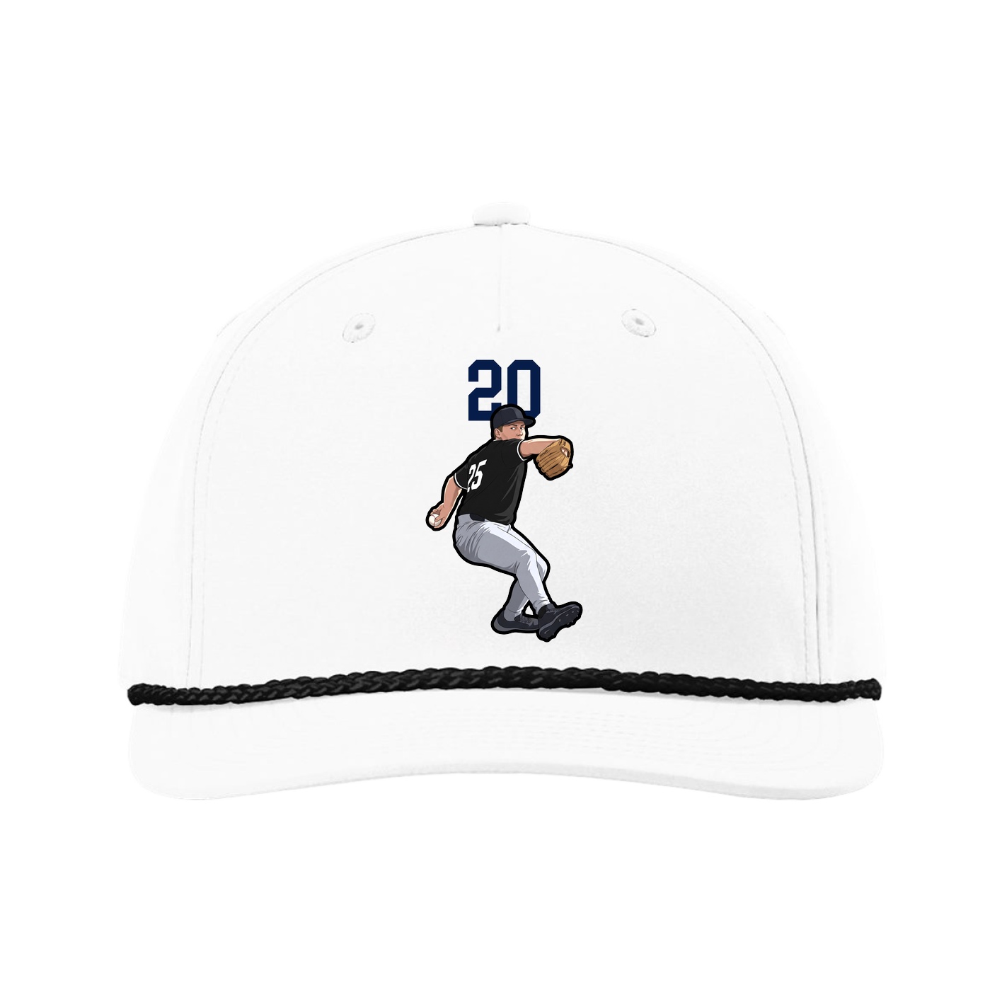 Five-Panel Classic Rope Cap — Number Top in White