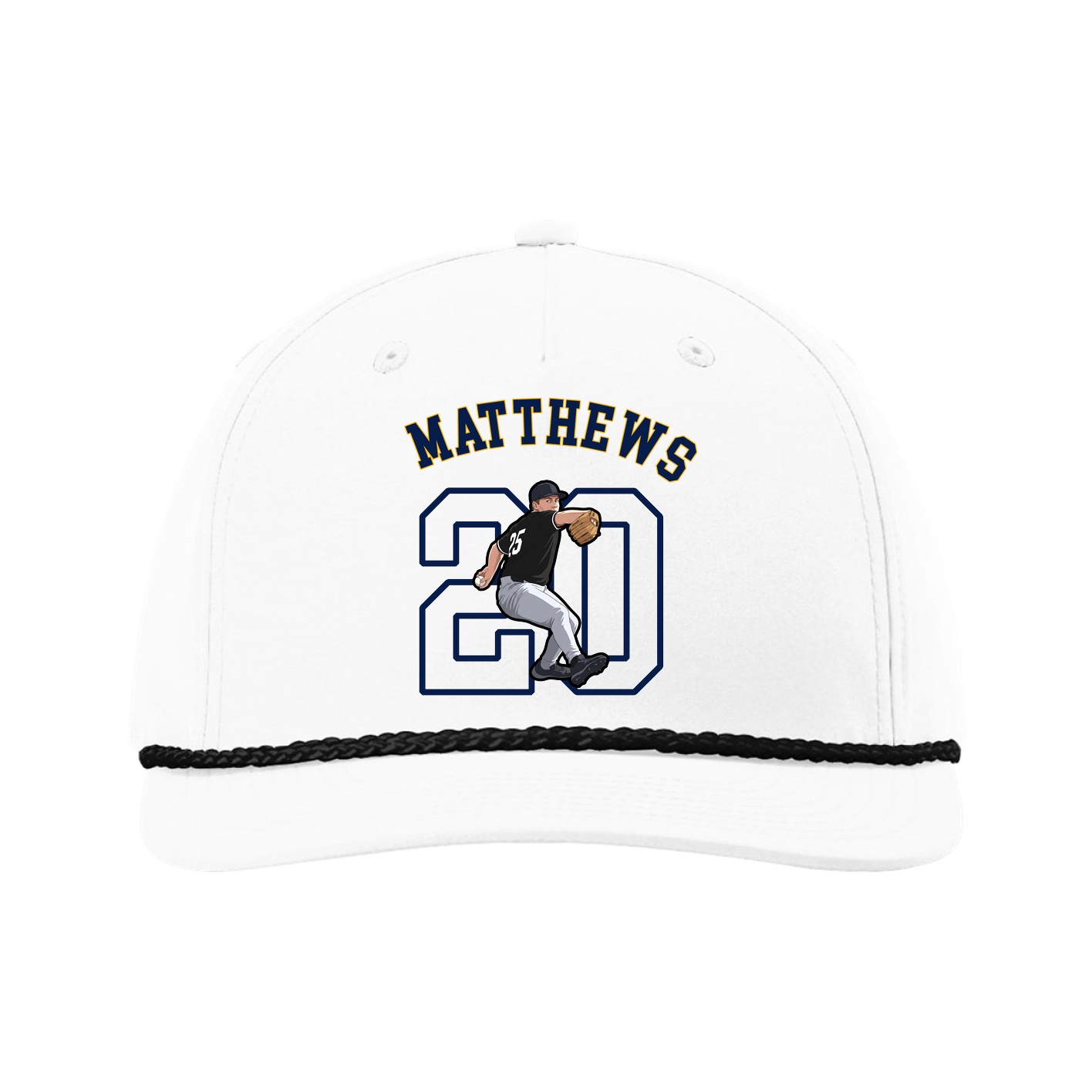 Five-Panel Classic Rope Cap — Shirsey Arch in White