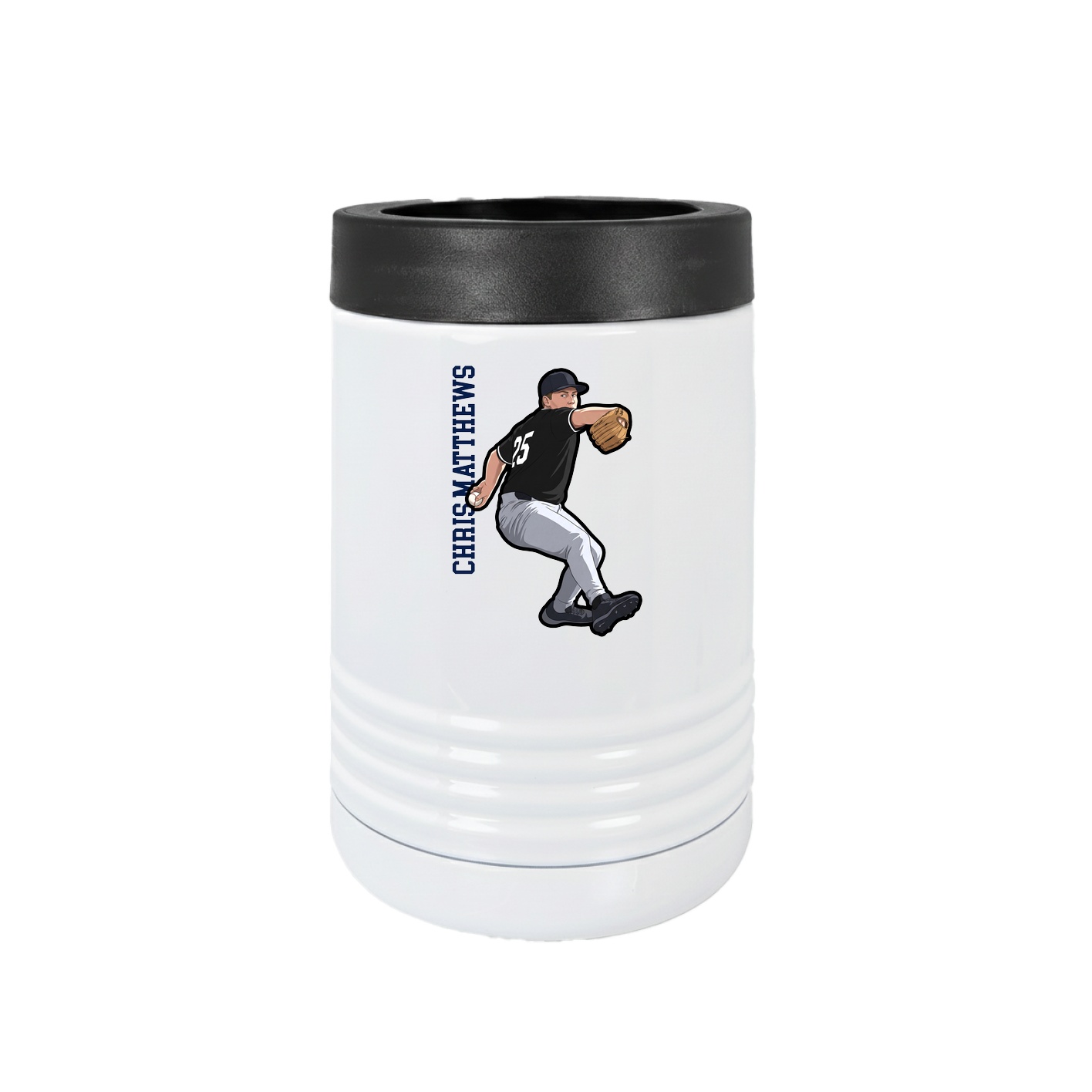 Beverage Holder — Name Vertical in White