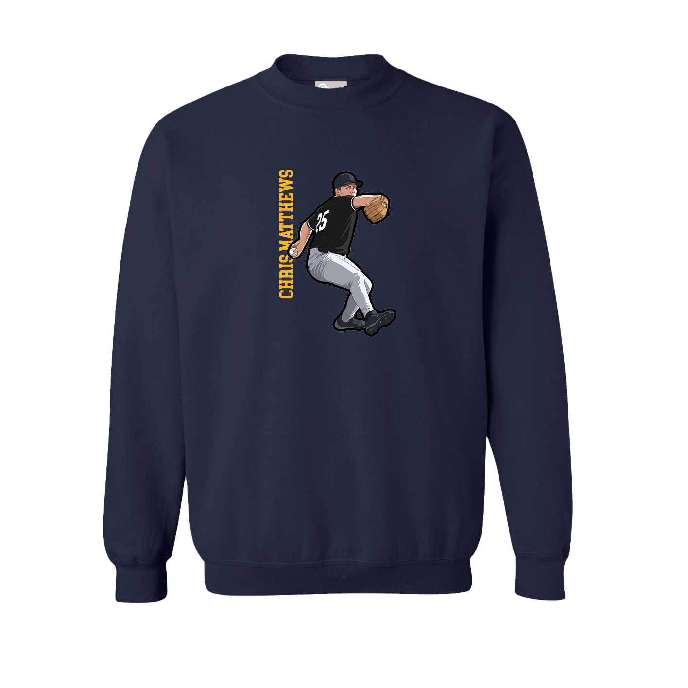 Fleece Crew — Name Vertical in Navy