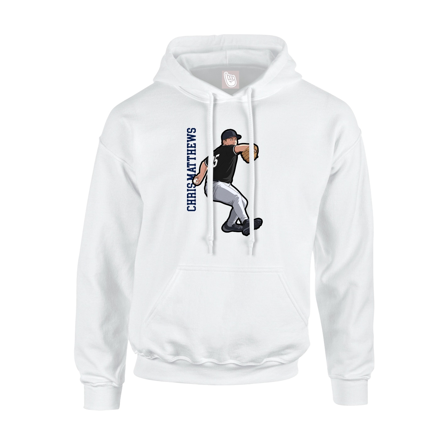 Youth Hoodie — Name Vertical in White