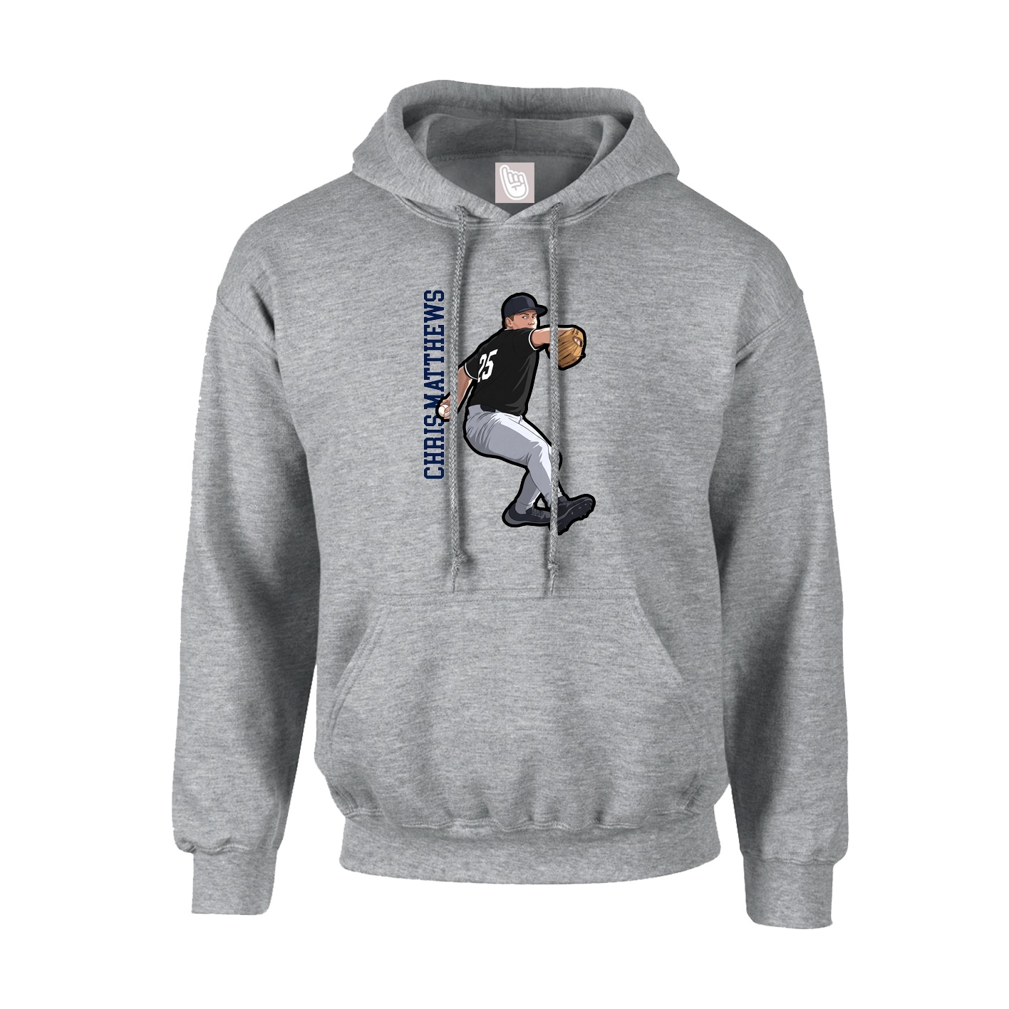 Youth Hoodie — Name Vertical in Grey