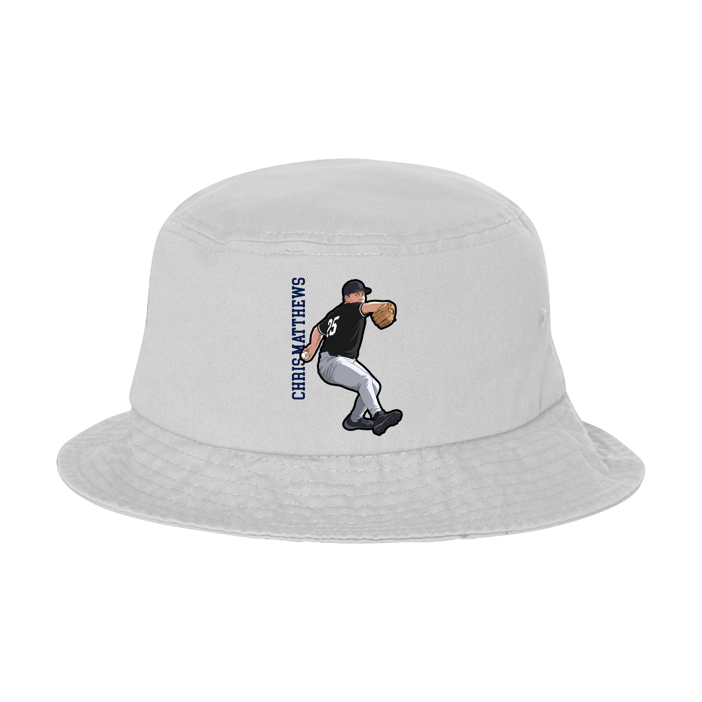 Bucket Cap — Name Vertical in White