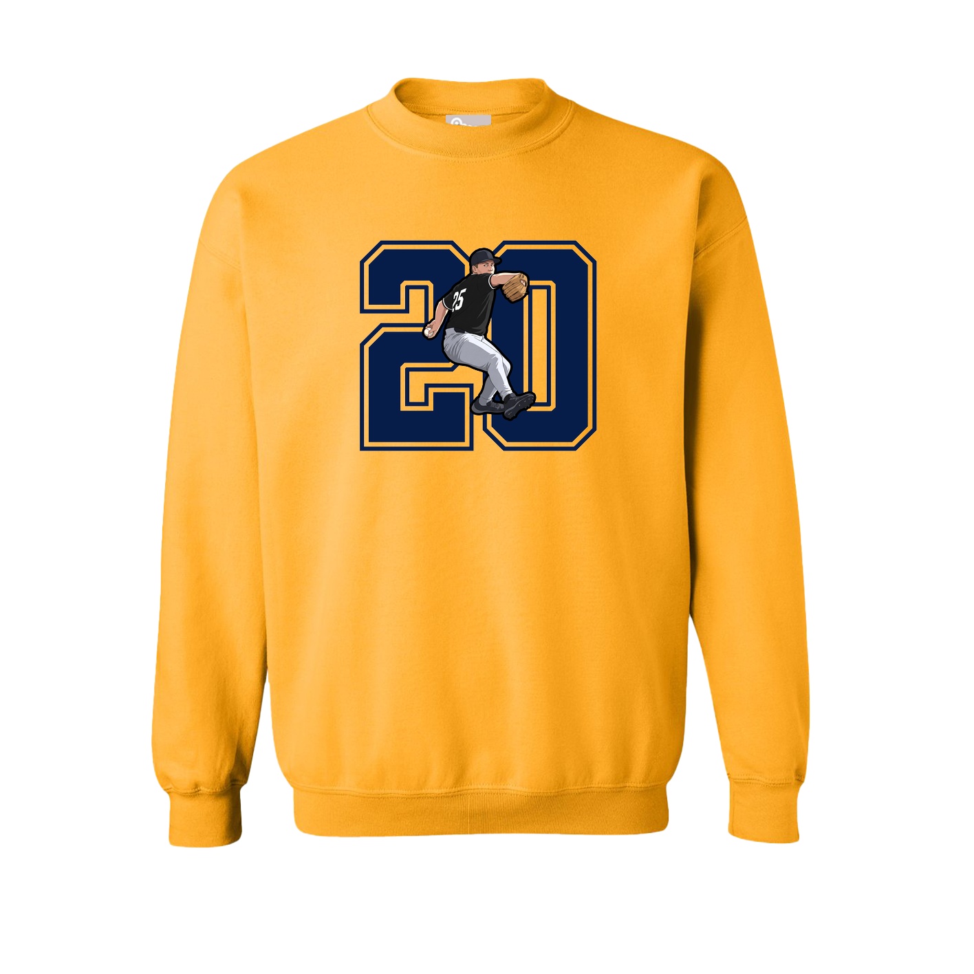 Fleece Crew — Number in Gold