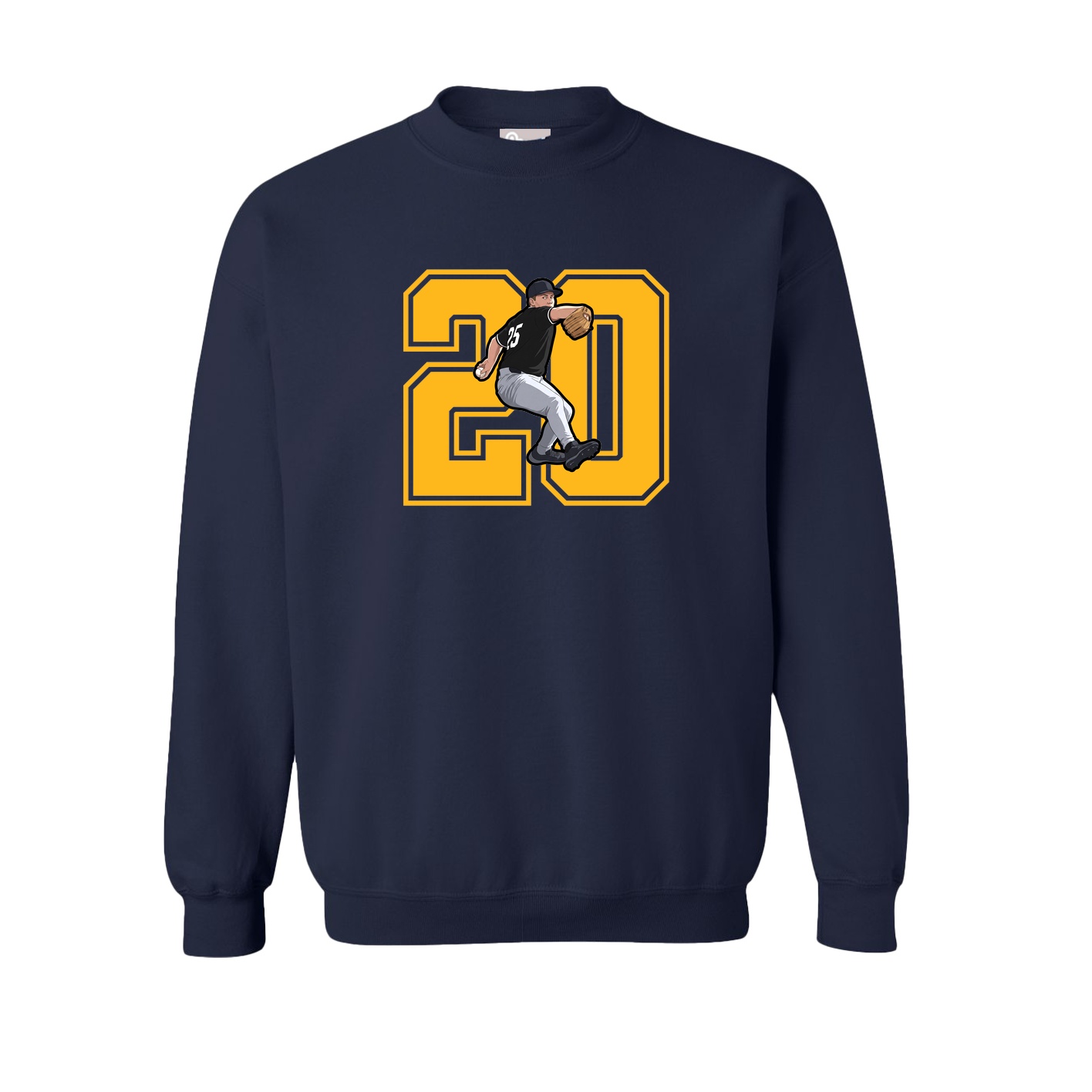 Fleece Crew — Number in Navy